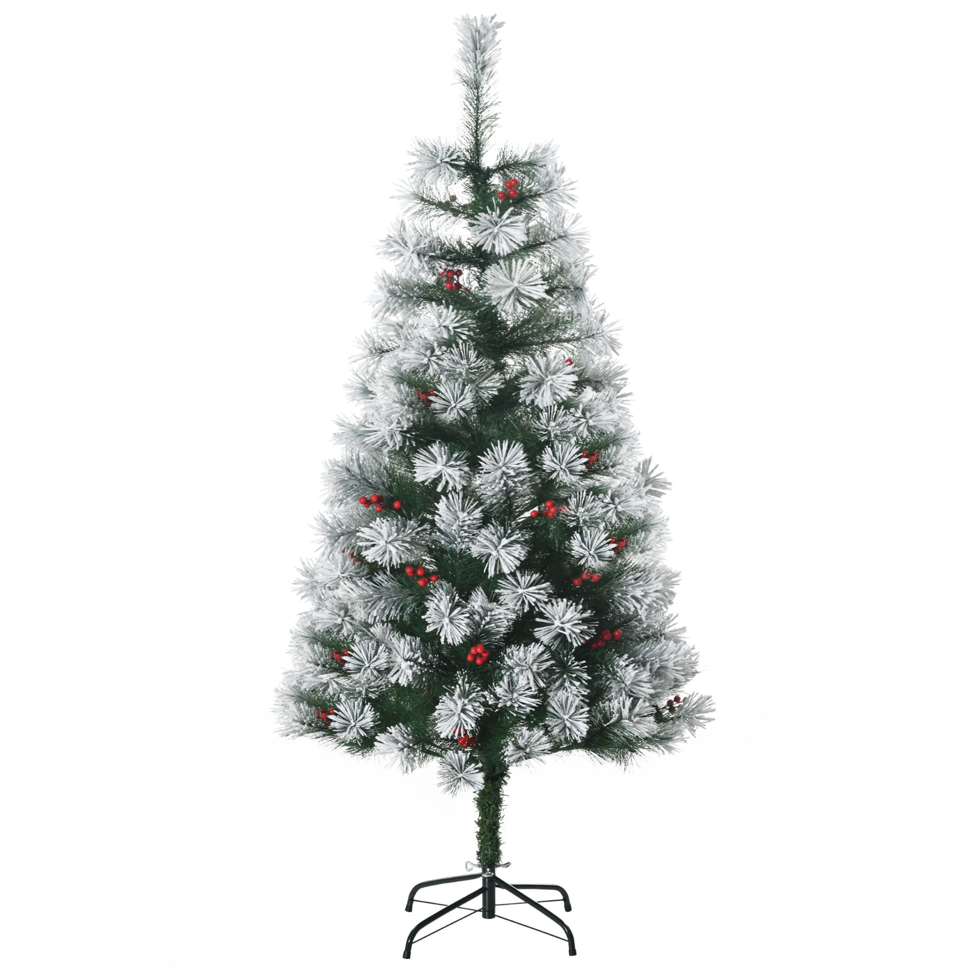 5ft Artificial Snow-Flocked Christmas Tree with Red Berry Clusters