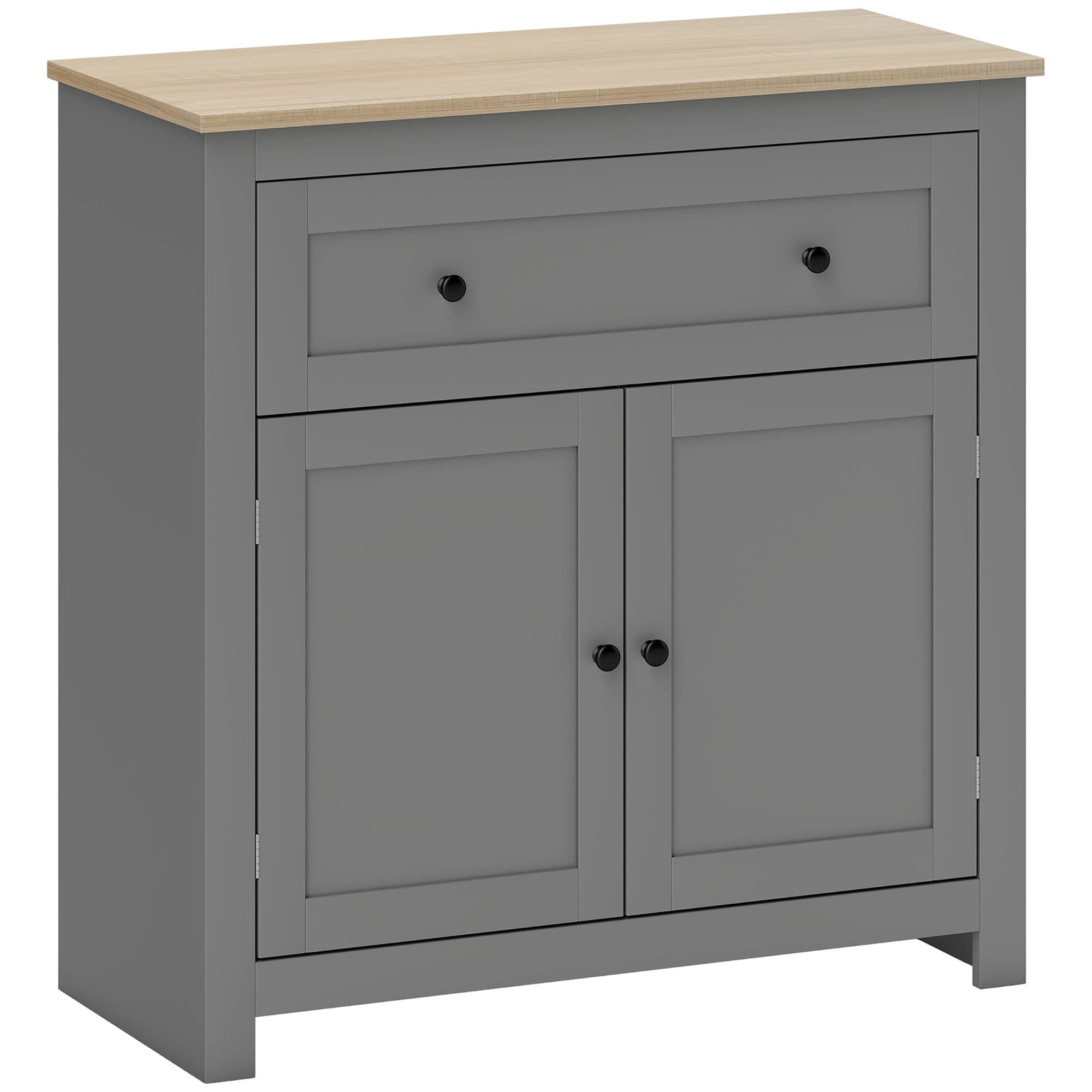 Modern Grey Sideboard with Oak Top - Grey