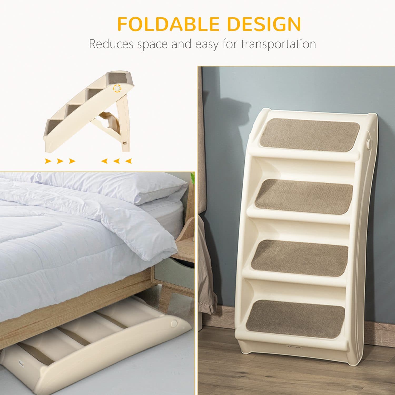 Foldable Four-Step Pet Stairs with Non-Slip Mats - image 3