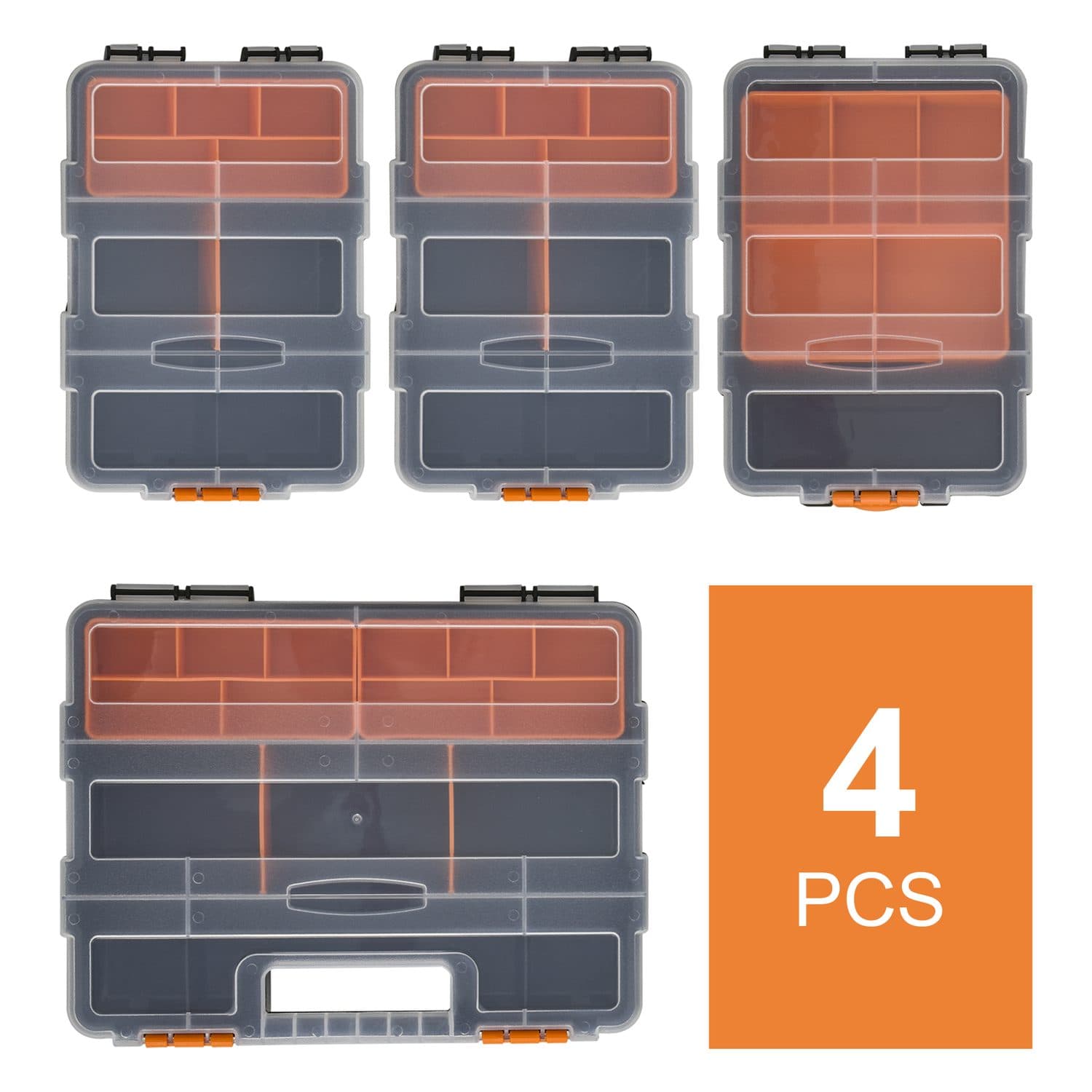 4-Piece Stackable Tool Storage Set with Locking Lids and Dividers - image 2