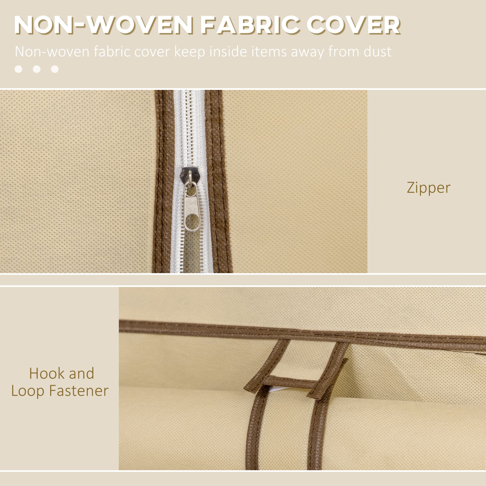 Beige Fabric Wardrobe for Hanging and Folded Storage - image 1