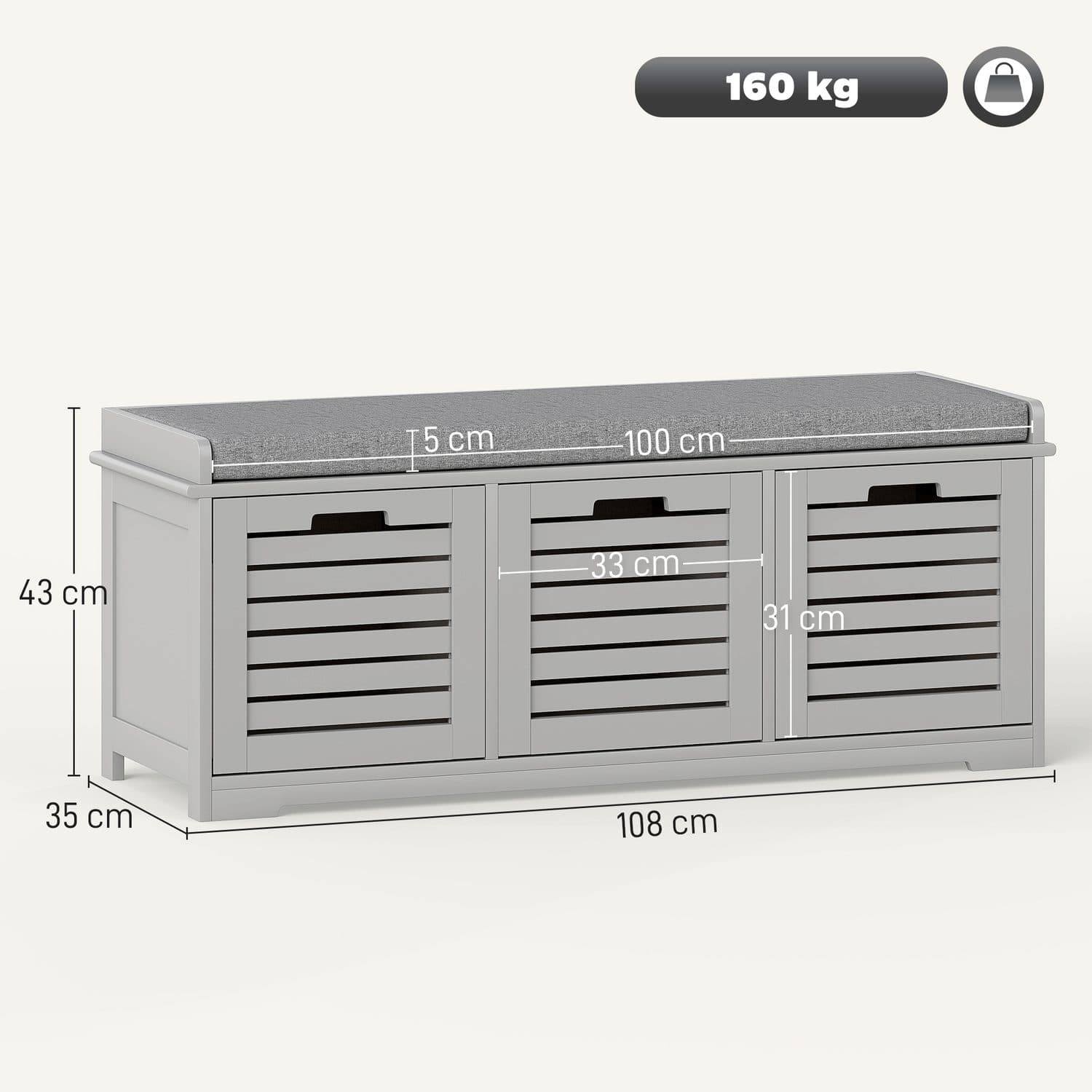 Grey Shoe Storage Bench - image 4