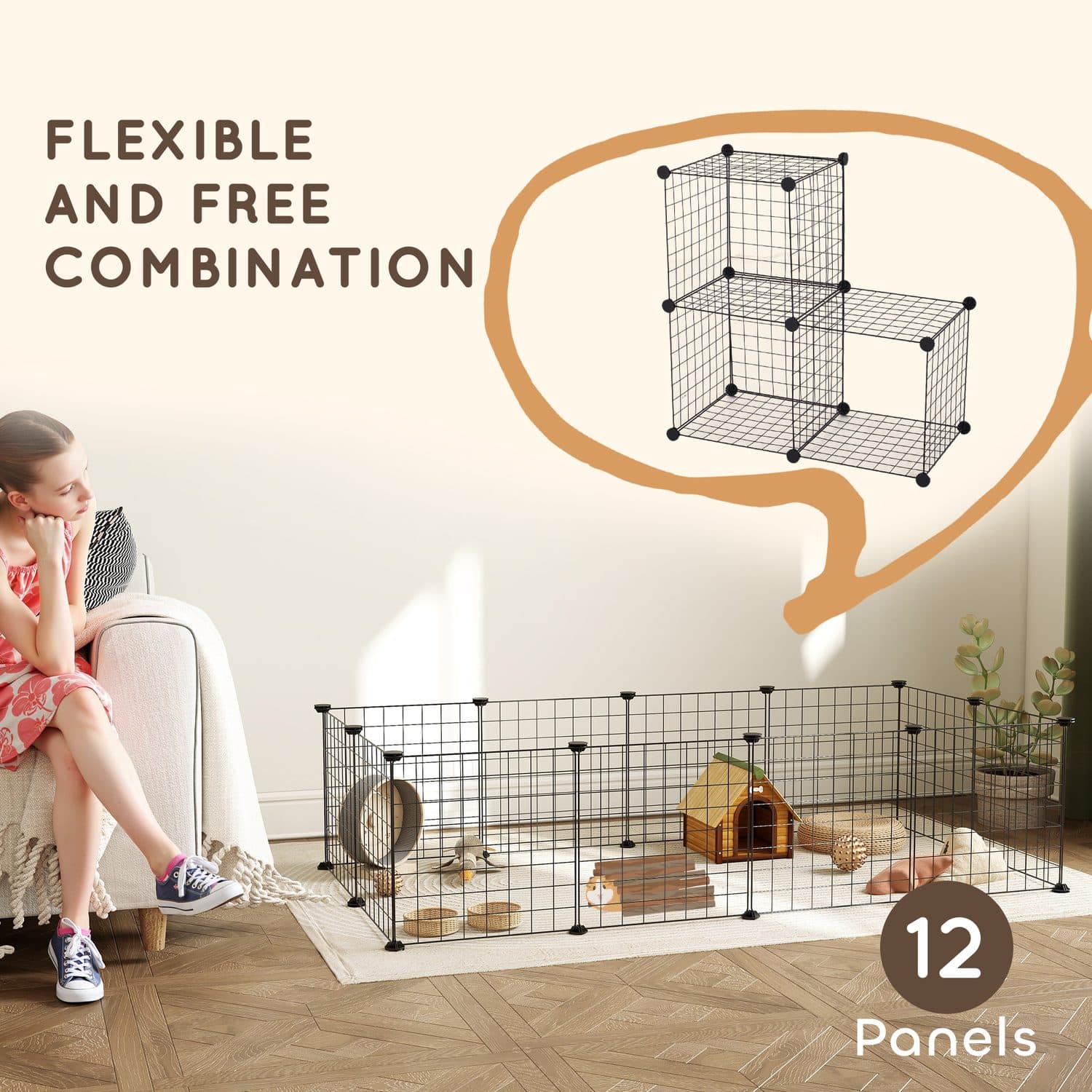 DIY 12-Panel Metal Wire Small Animal Playpen - image 3