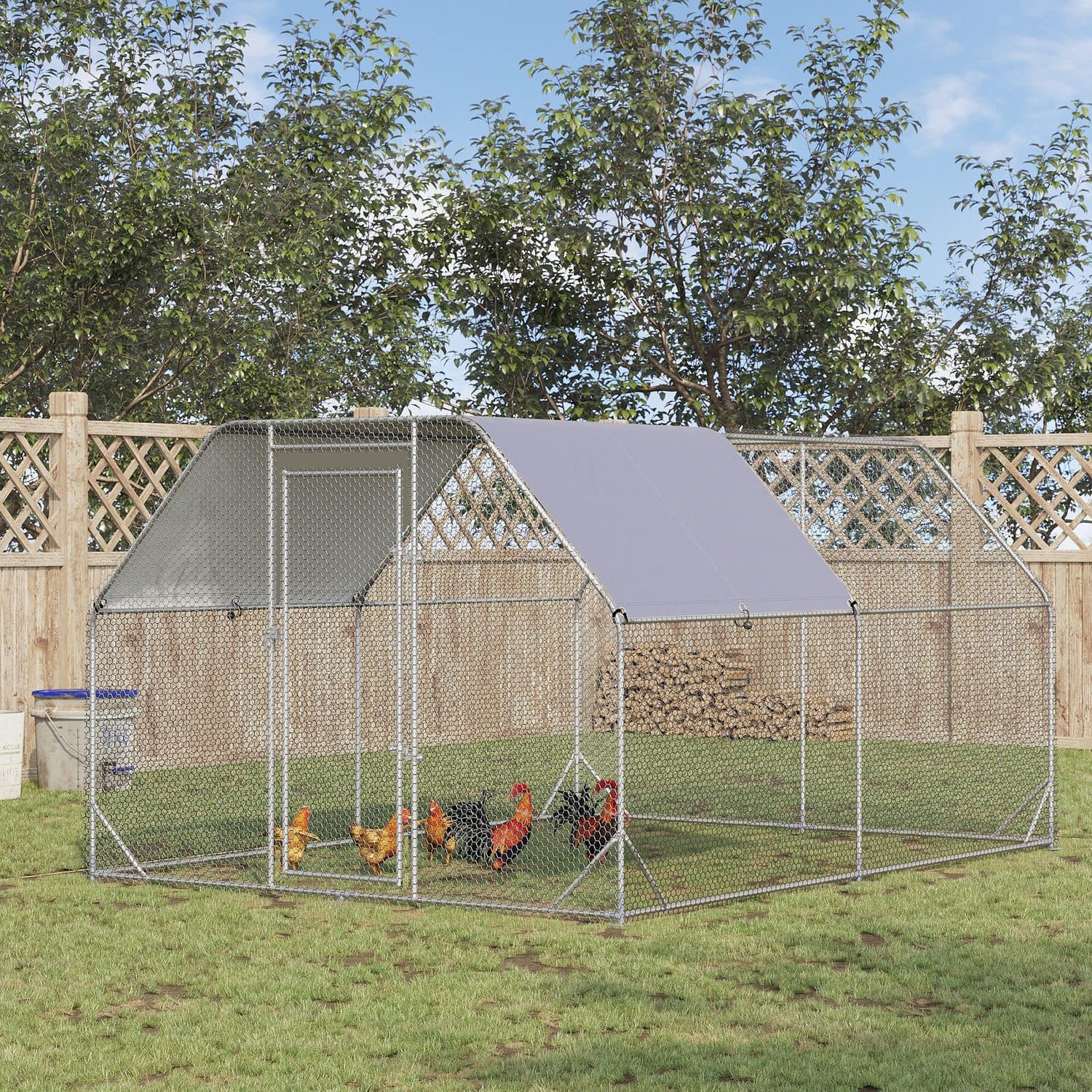 PawHut Chicken Run with Roof for 10-12 Chickens - image 5