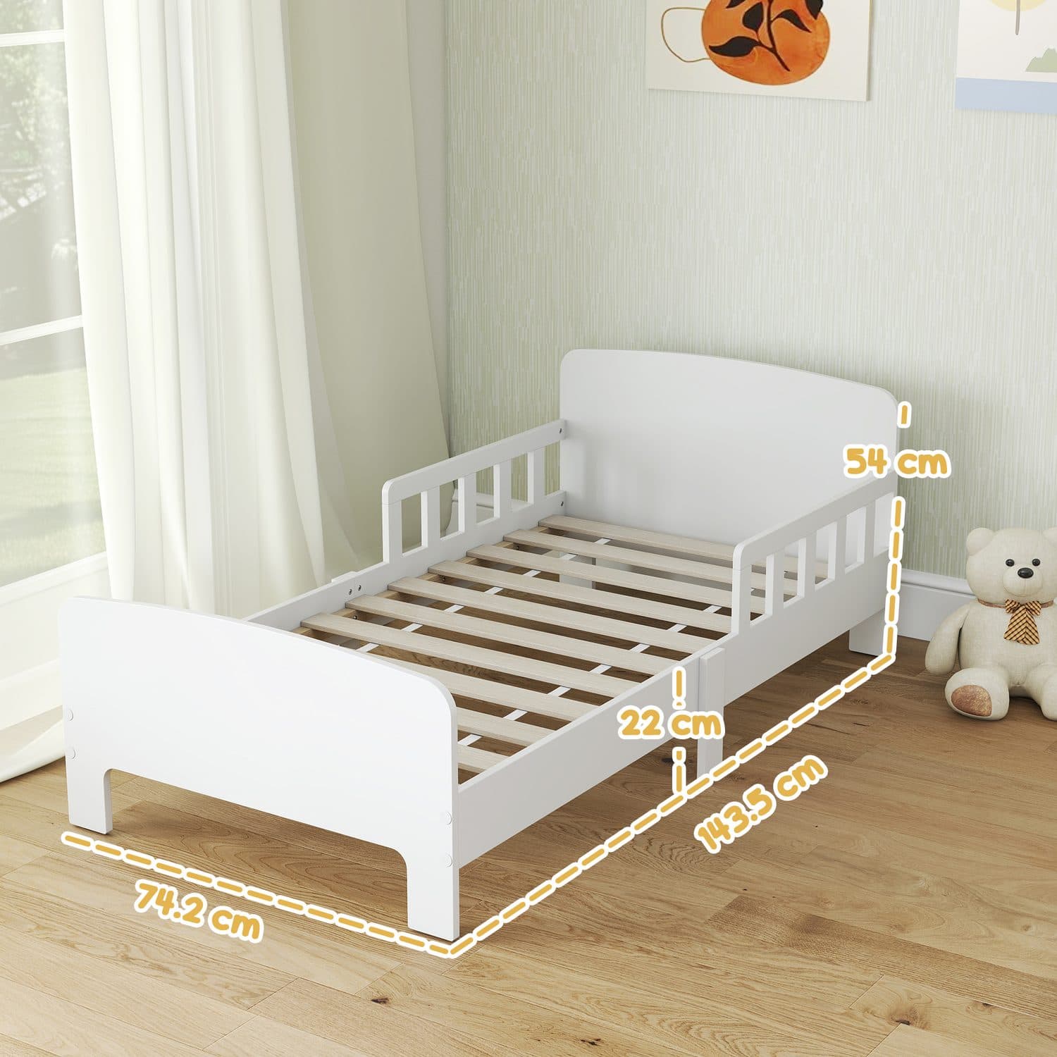 White Toddler Bed with Safety Rails - image 5