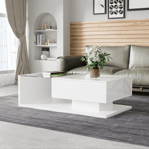 Modern High Gloss Coffee Table with 16-Colour LED Lighting - image 8