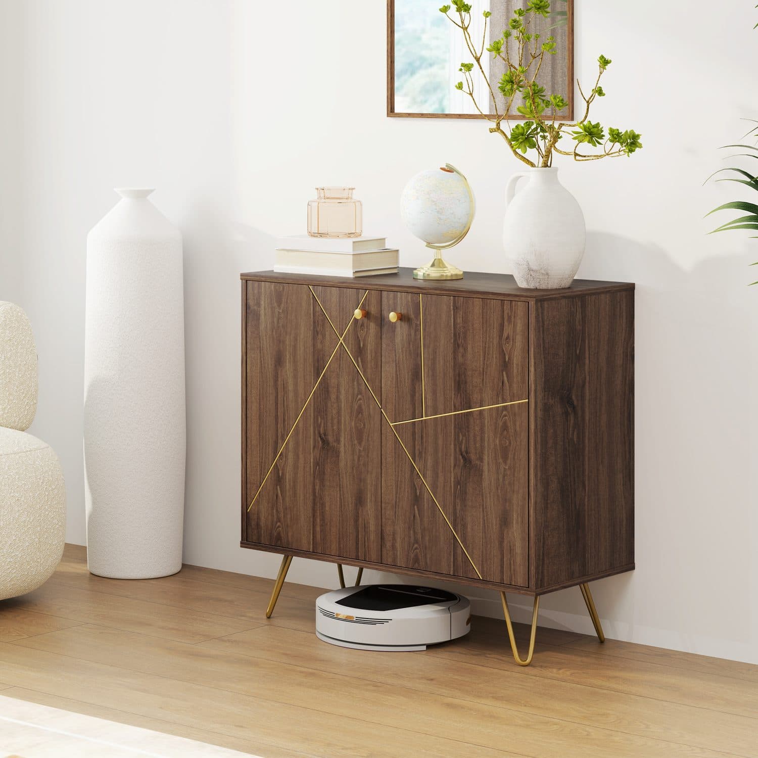 Two-Door Storage Sideboard with Gold Accents and Hairpin Legs - image 4