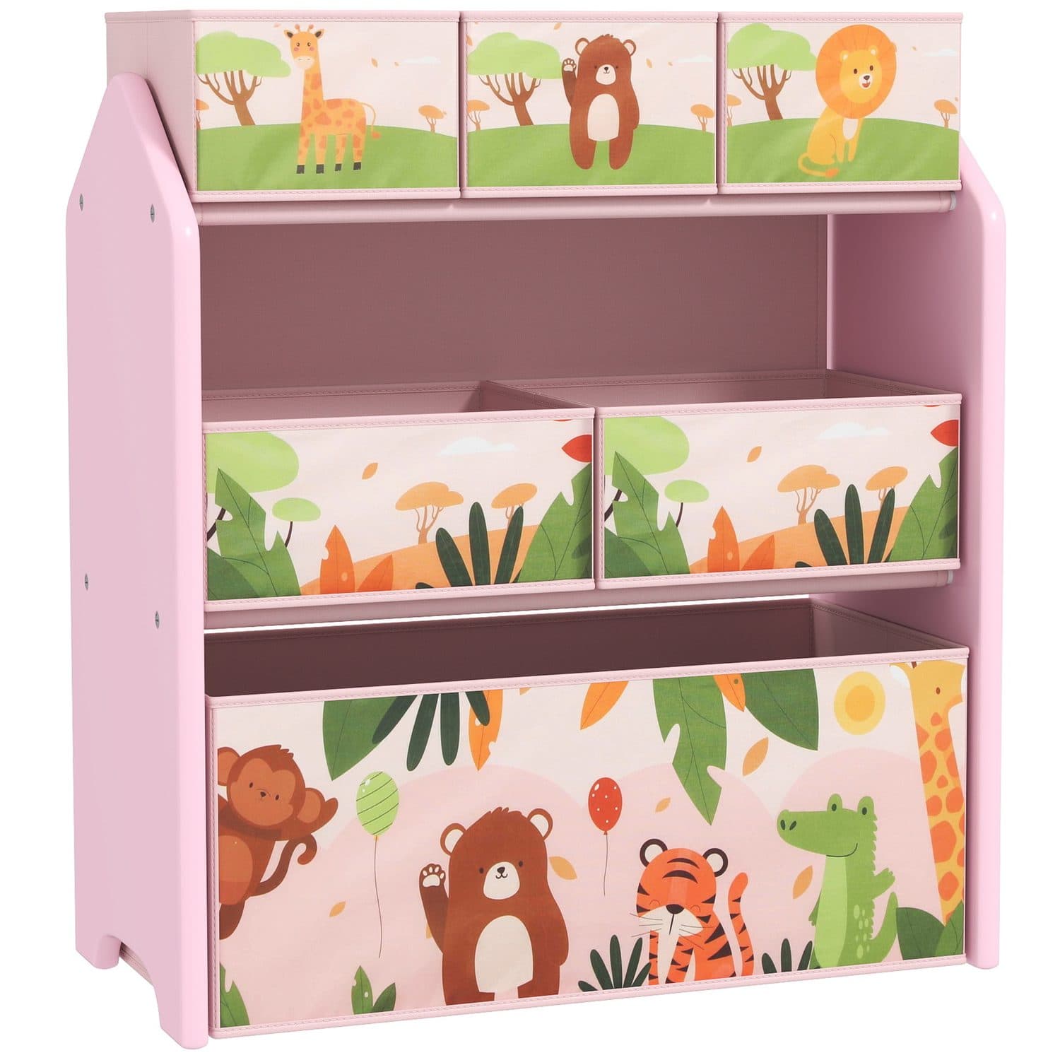 Pink Kids Toy Storage Unit with Six Removable Boxes - Pink