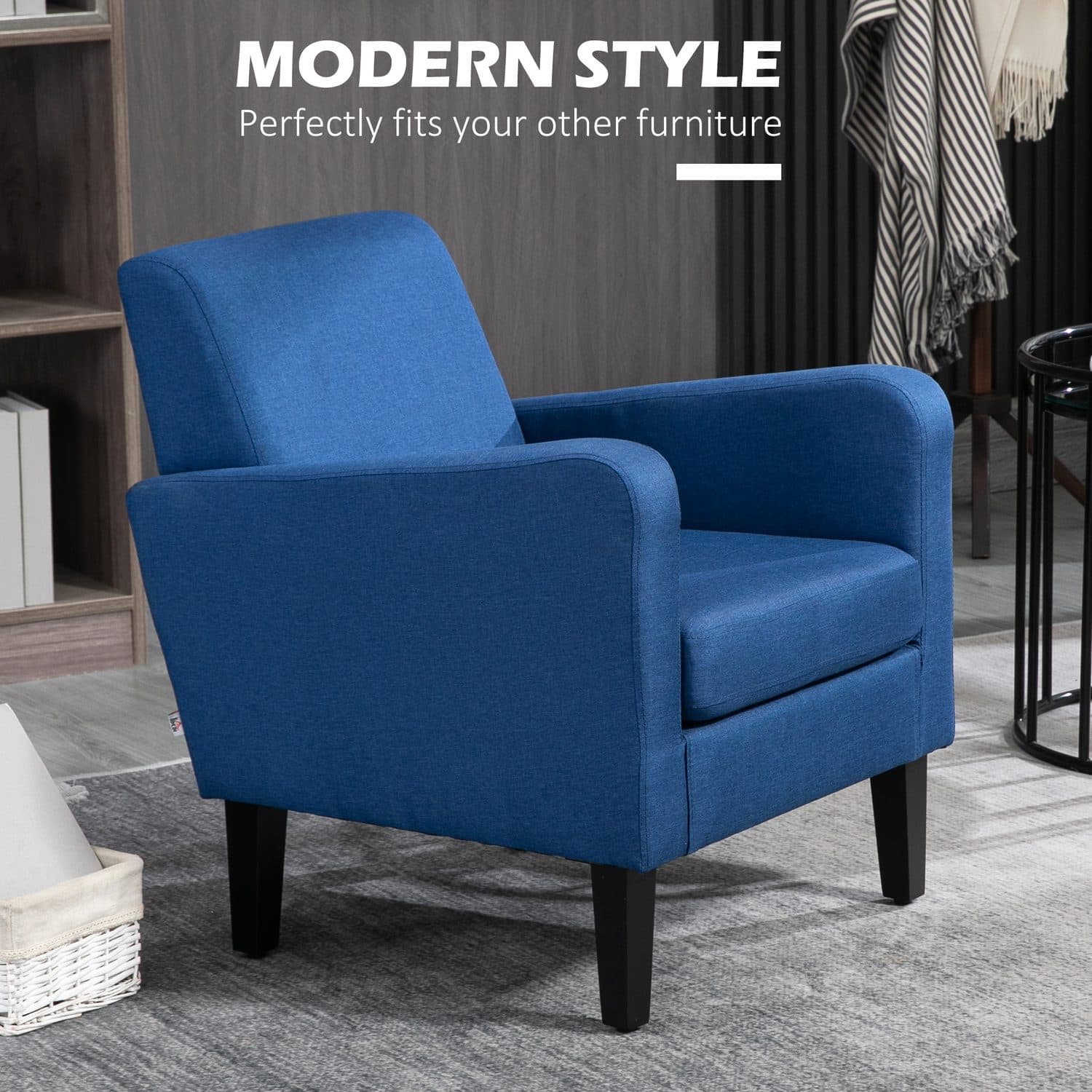 Blue Linen-Look Armchair - image 1