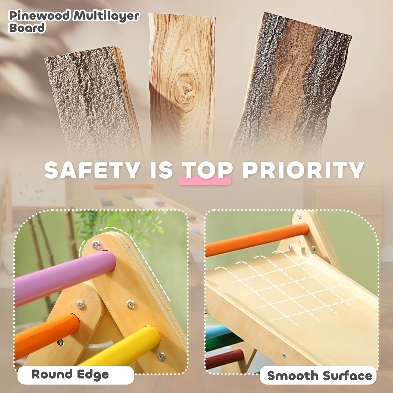 3-in-1 Wooden Climbing Frame for Toddlers 18-48 Months - image 1