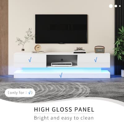 Modern TV Unit with LED Lighting, 2 Drawers & Open Shelf - image 1