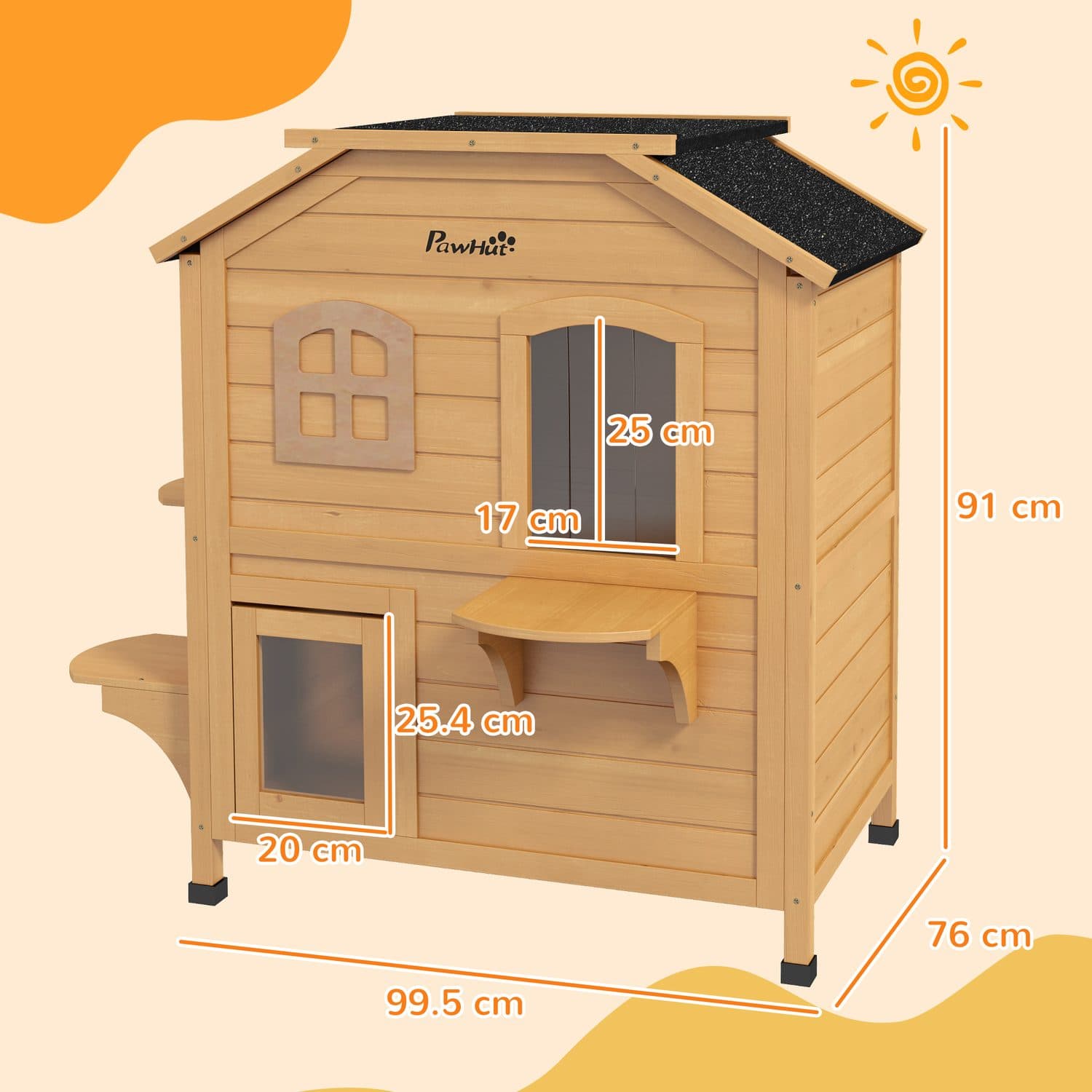PawHut 2-Story Outdoor Cat House with Escape Door - image 5