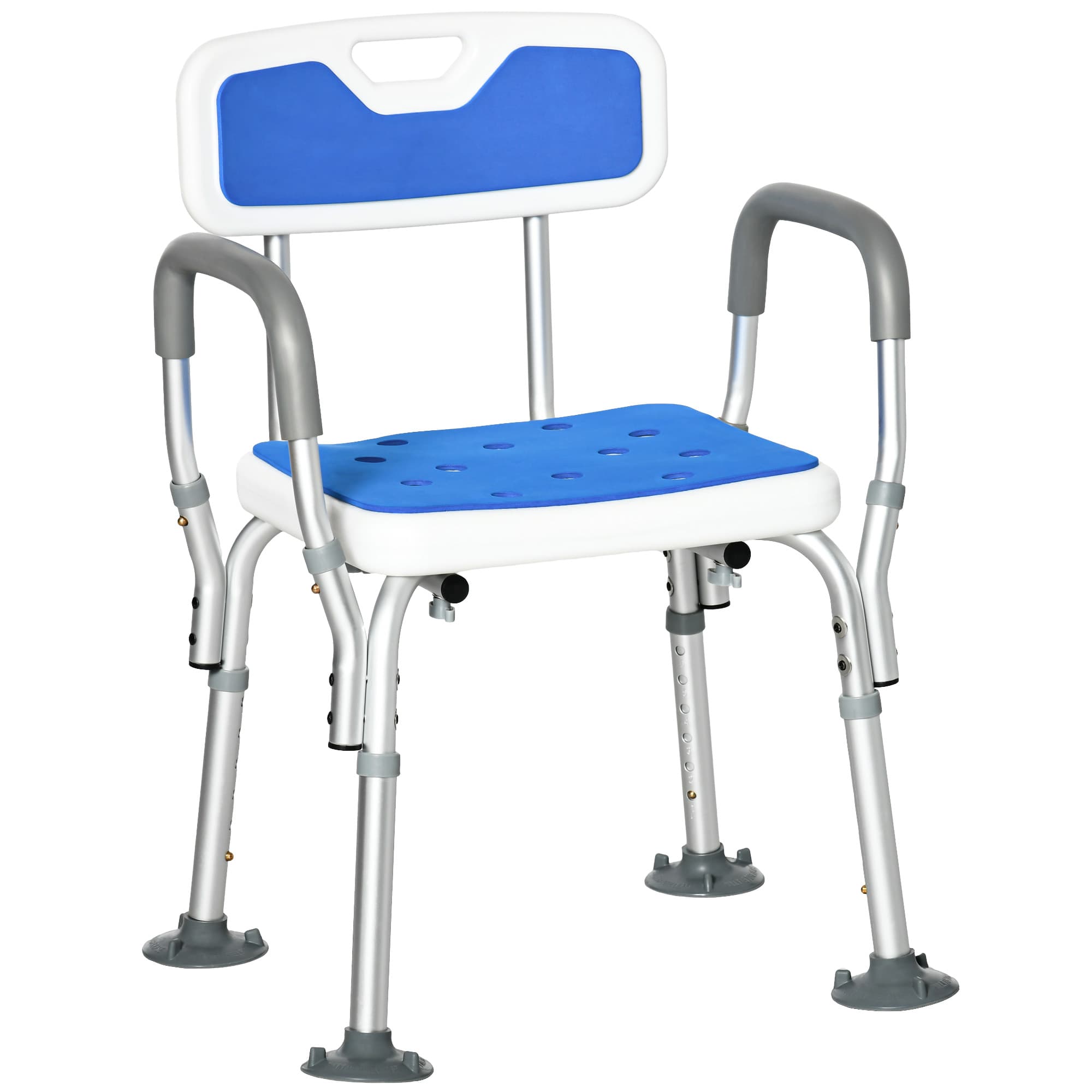 Blue Padded Shower Chair with Arms