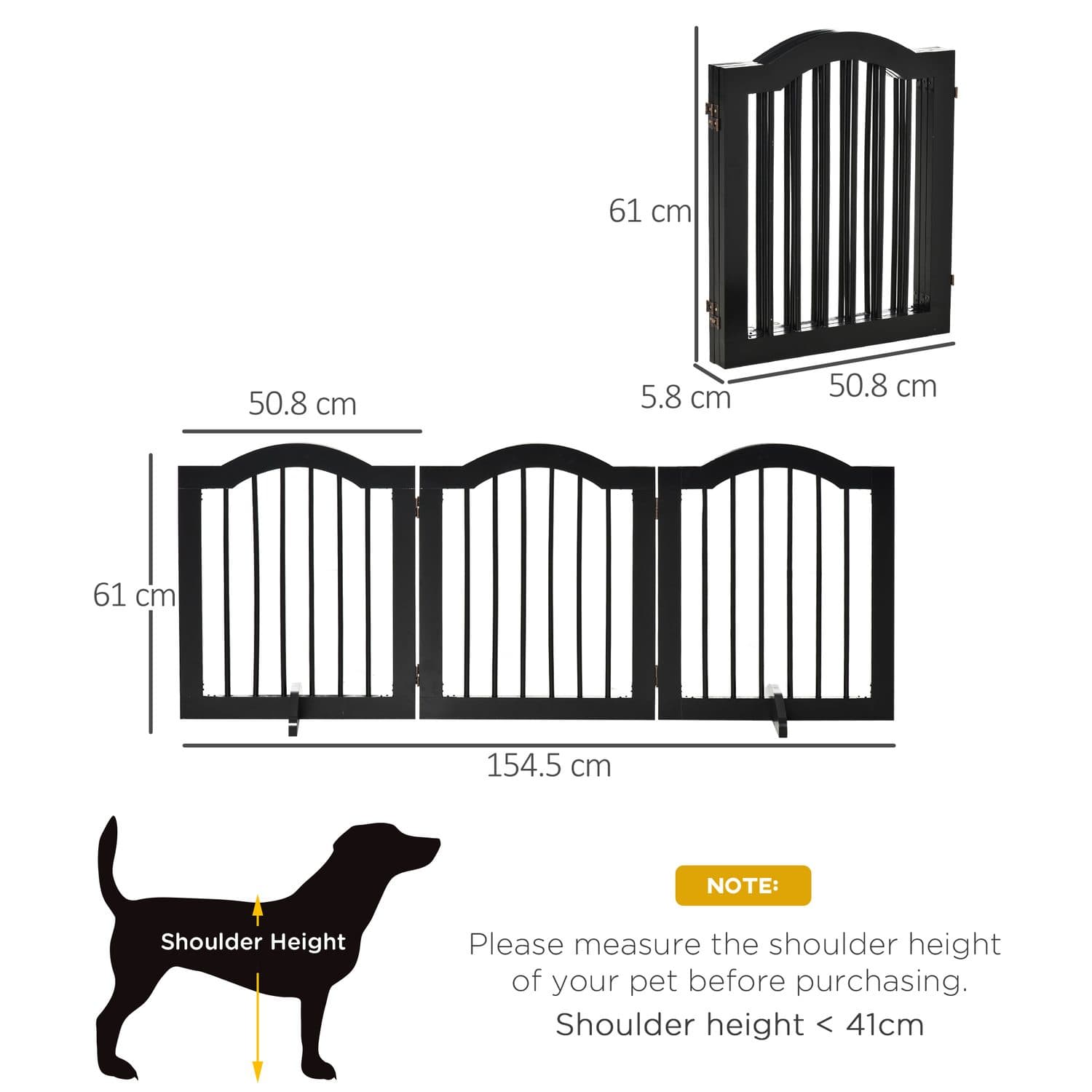 PawHut Freestanding Foldable Wooden Pet Gate - image 3