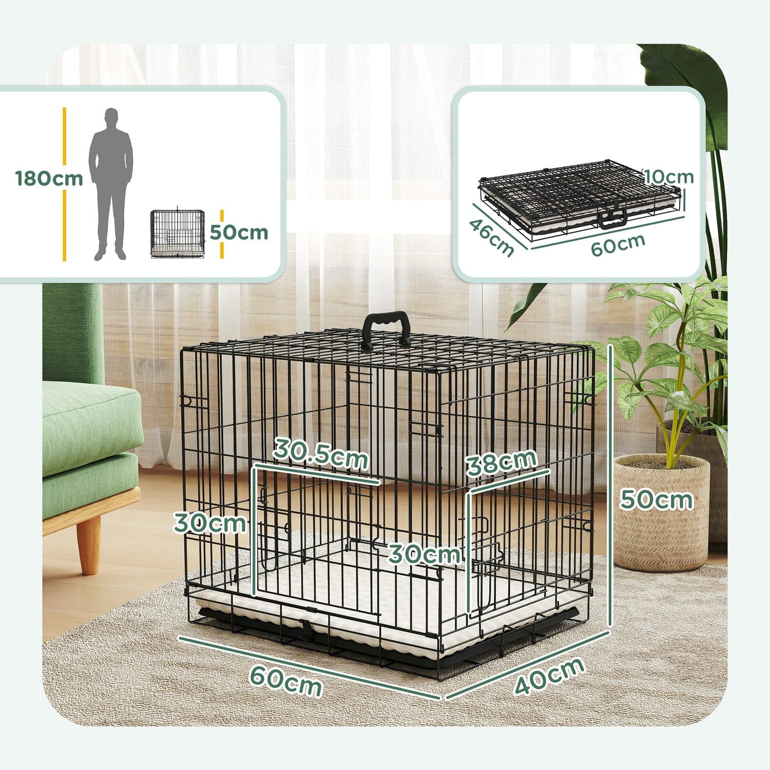 PawHut Foldable Dog Crate for Extra Small Dogs - image 3
