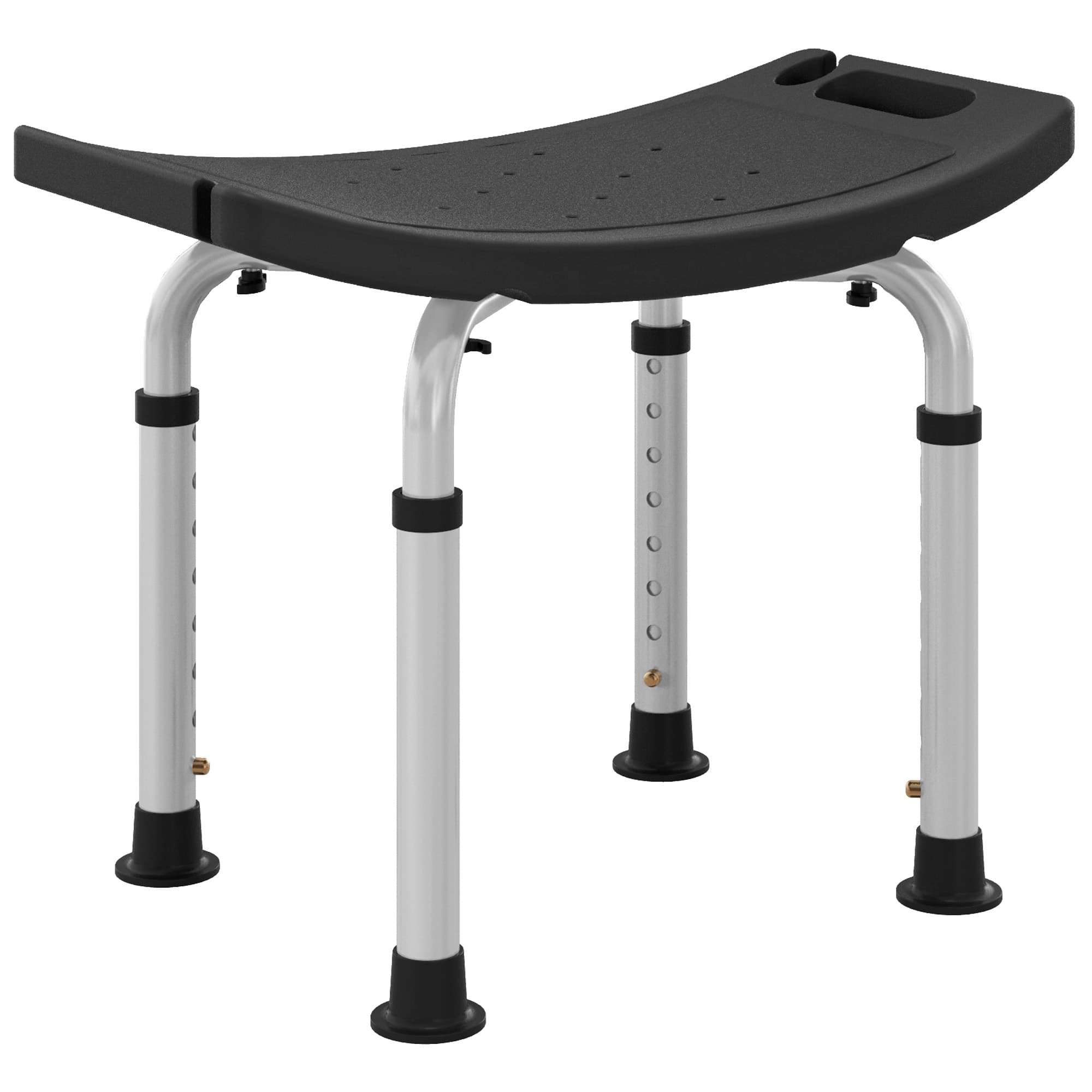 Aluminium Shower Stool, Height Adjustable, Black