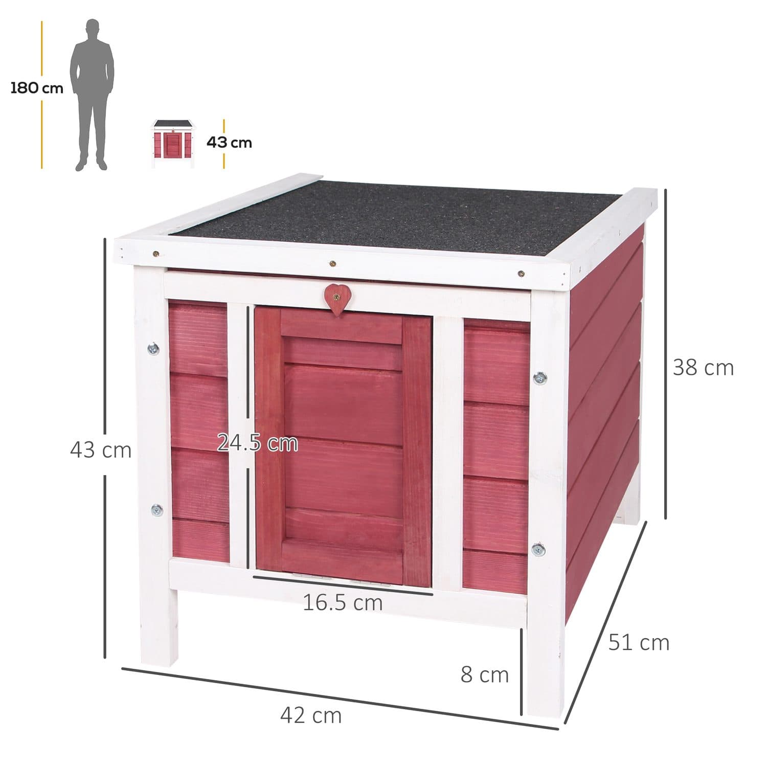 PawHut Wooden Rabbit Hutch with Ramp Access, 51 x 42 x 43cm - image 5