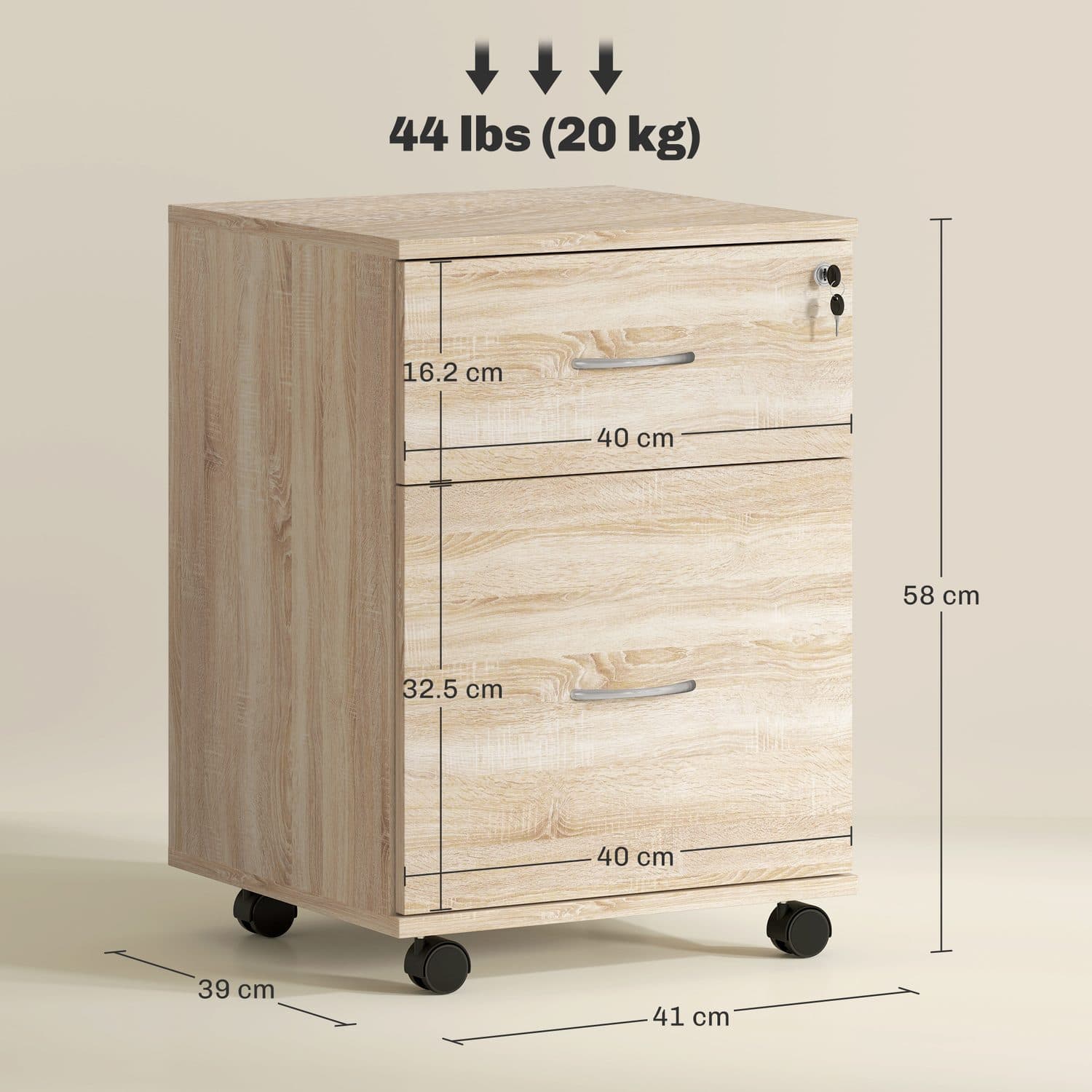 Wood-Effect Two Drawer Lockable Filing Cabinet - image 5