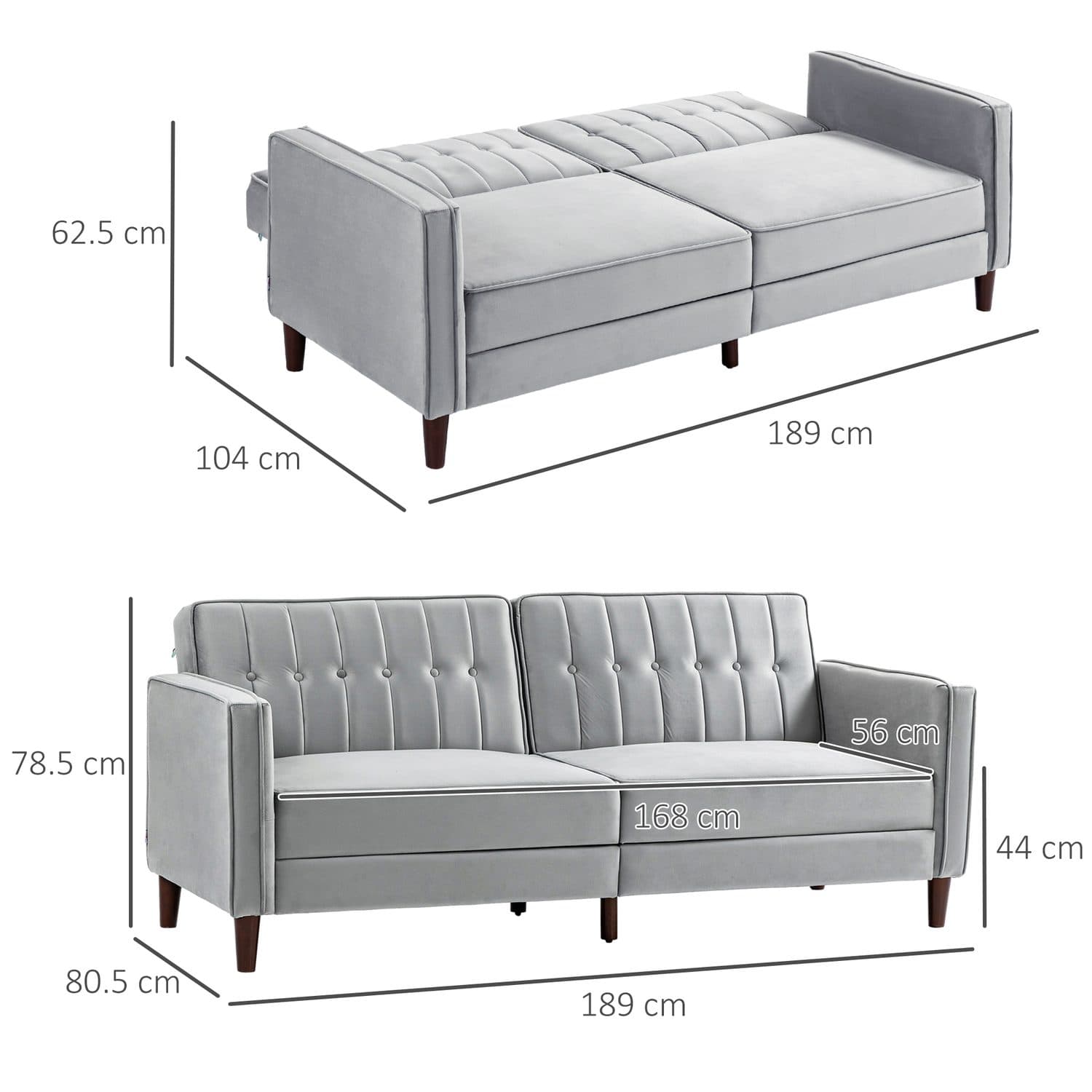 Light Grey Velvet Sofa Bed - image 1