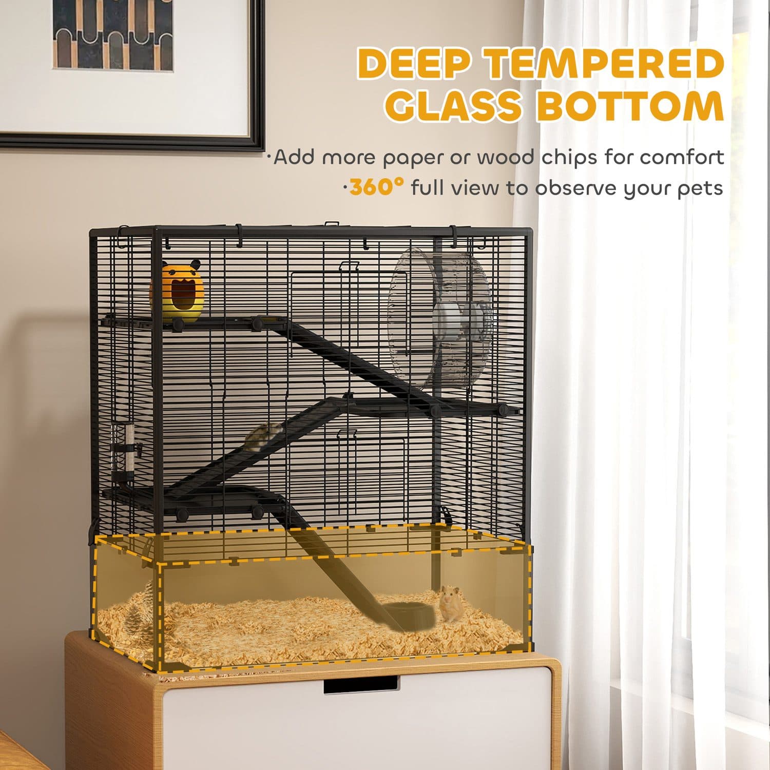 PawHut Four-Tier Hamster Cage with Deep Glass Bottom - image 5