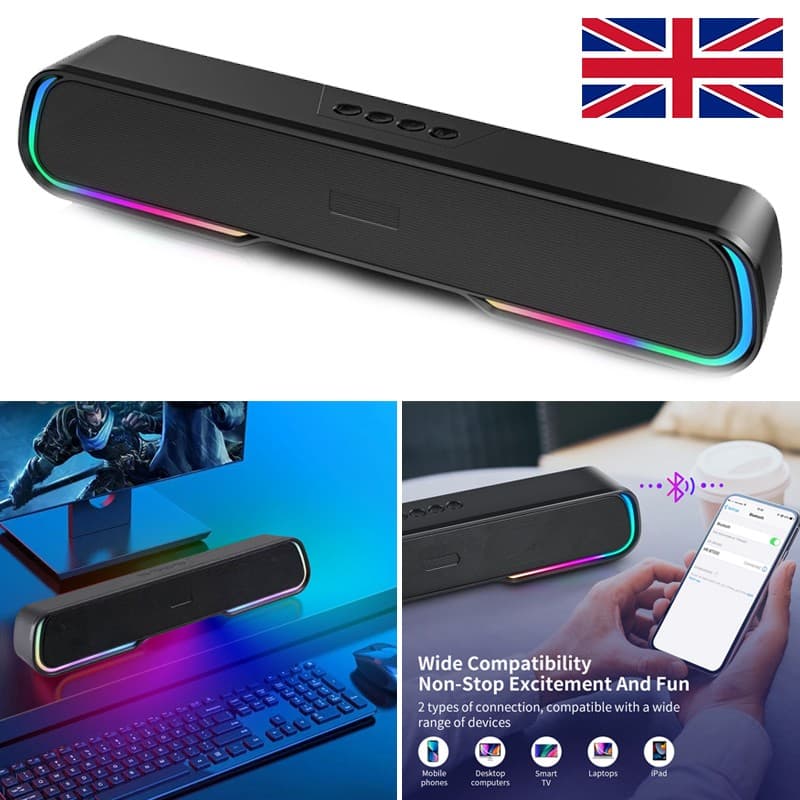 Portable TV Soundbar with Bluetooth and Dynamic RGB Lights - image 1