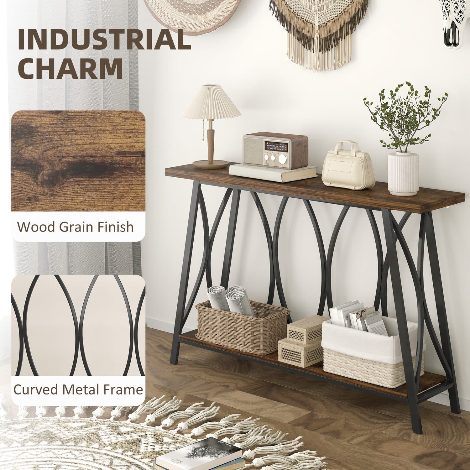 Industrial 2-Tier Console Table - image 1