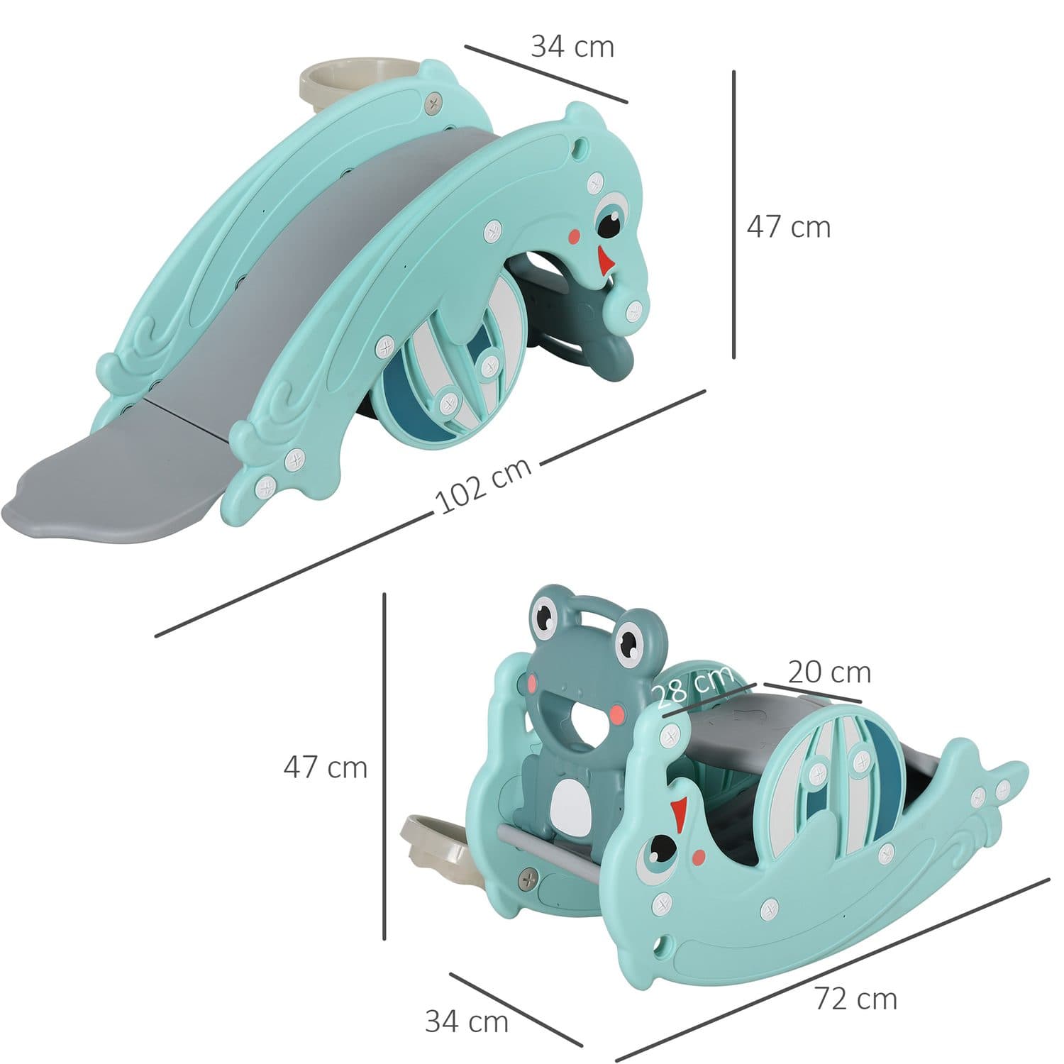 3-in-1 Baby Frog Rocking Toy With Slide and Basketball Hoop - image 3