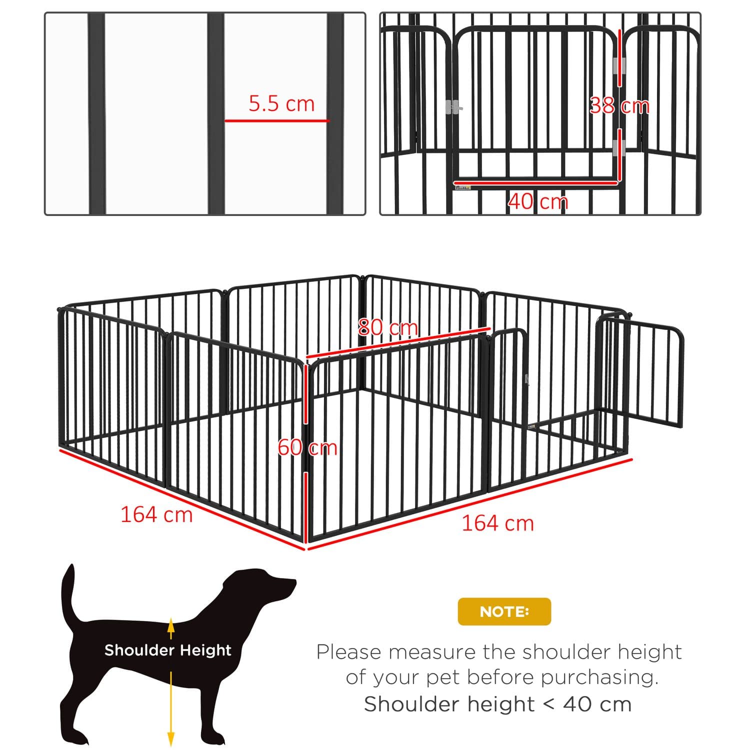 PawHut 60cm Heavy Duty Dog Pen for Indoors & Outdoors - image 5