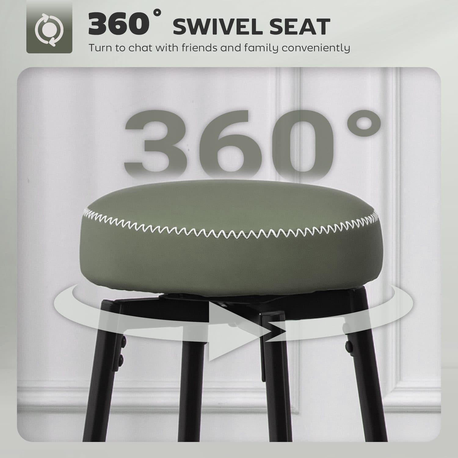 Sage Green Backless Bar Stools — Set of Two - image 4
