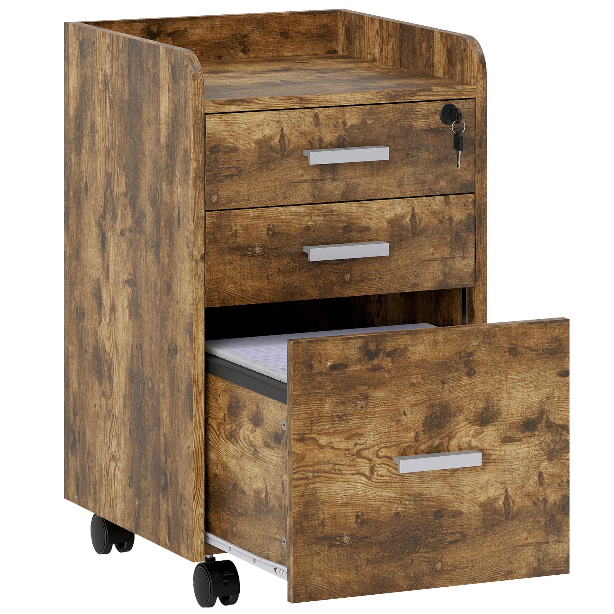 Rustic 3-Drawer Filing Cabinet