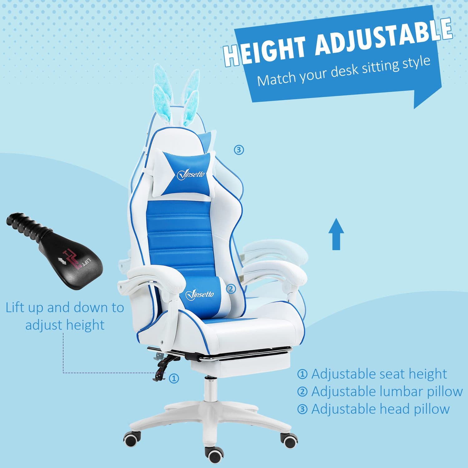 Vinsetto Bunny Ear Gaming Chair - image 2