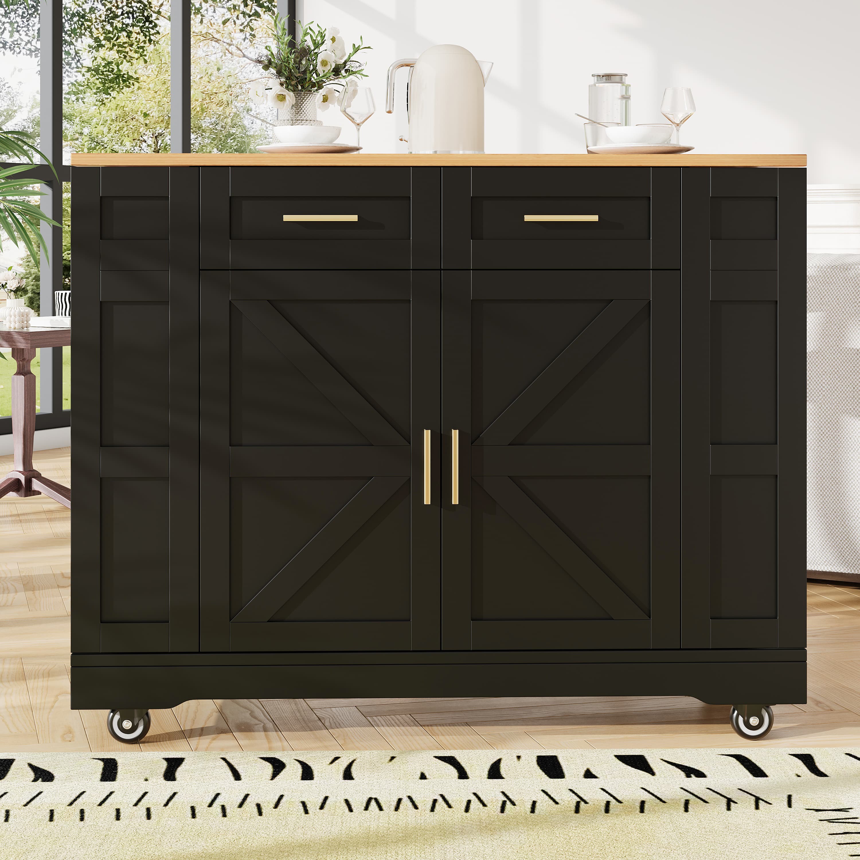 Mobile Kitchen Island with Expandable Breakfast Bar - image 5