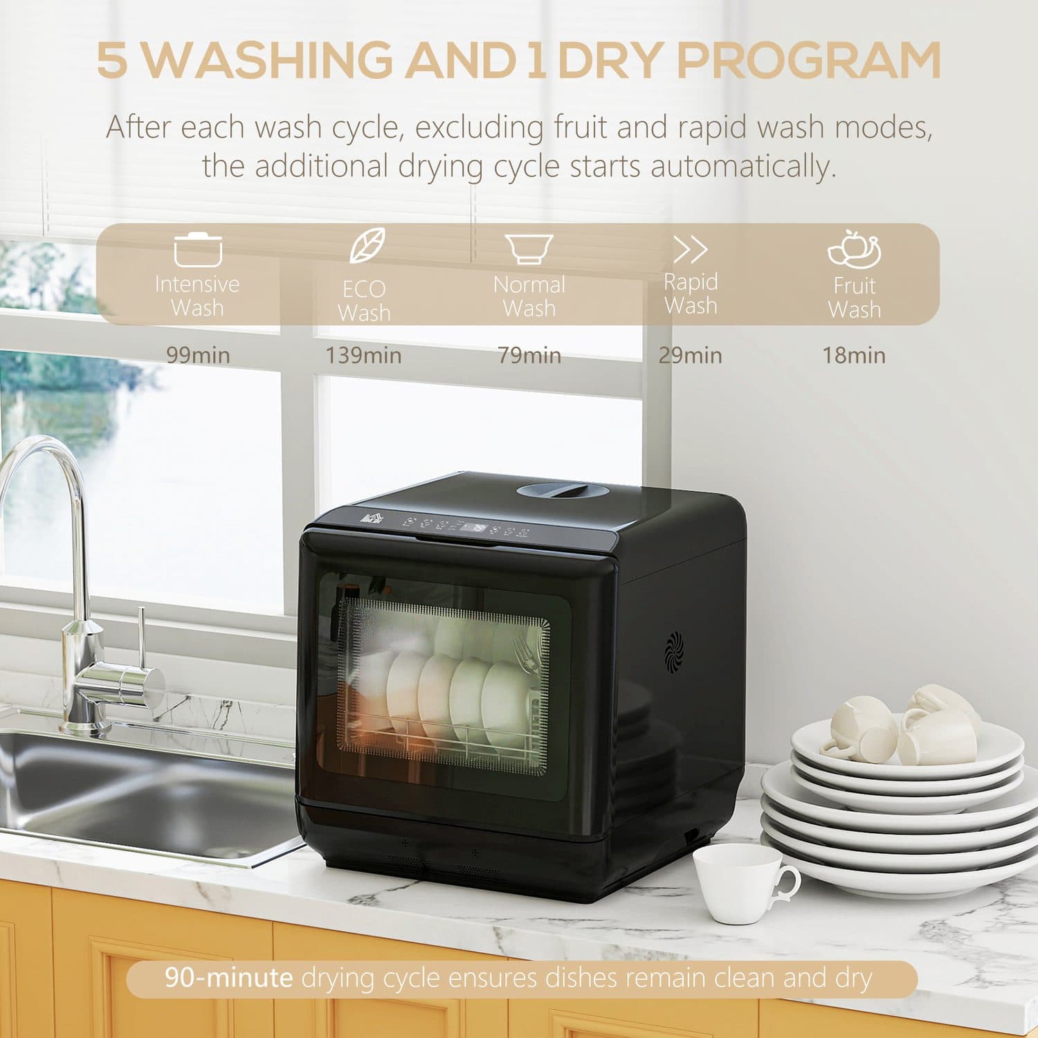 6L Compact Dishwasher for Countertops and Small Kitchens - image 3