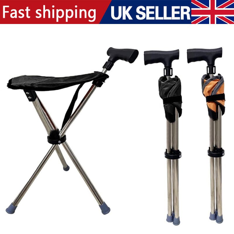 Walking Stick Seat That Opens Into a Tripod Stool - image 1