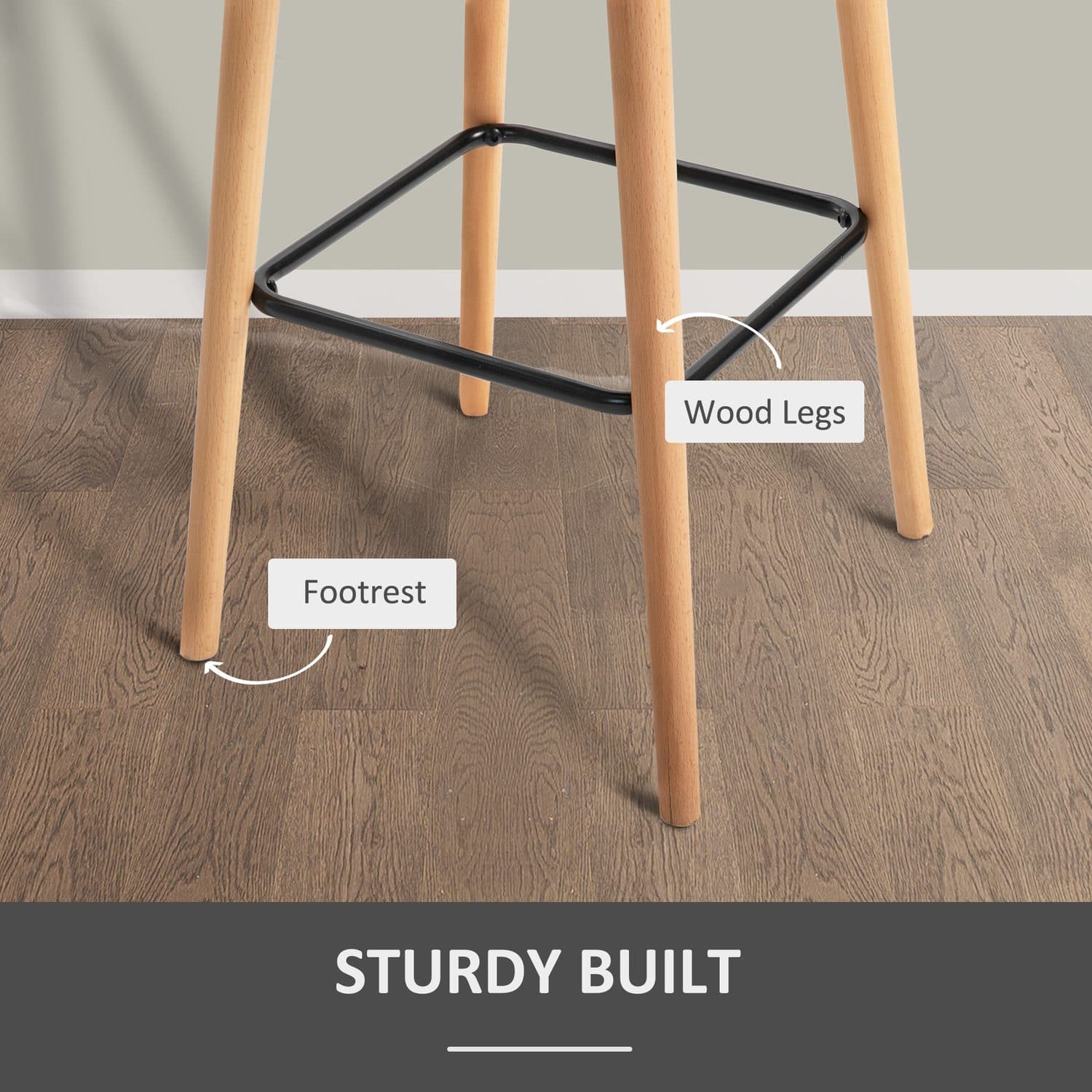 Modern Grey Linen Bar Stools - image 2