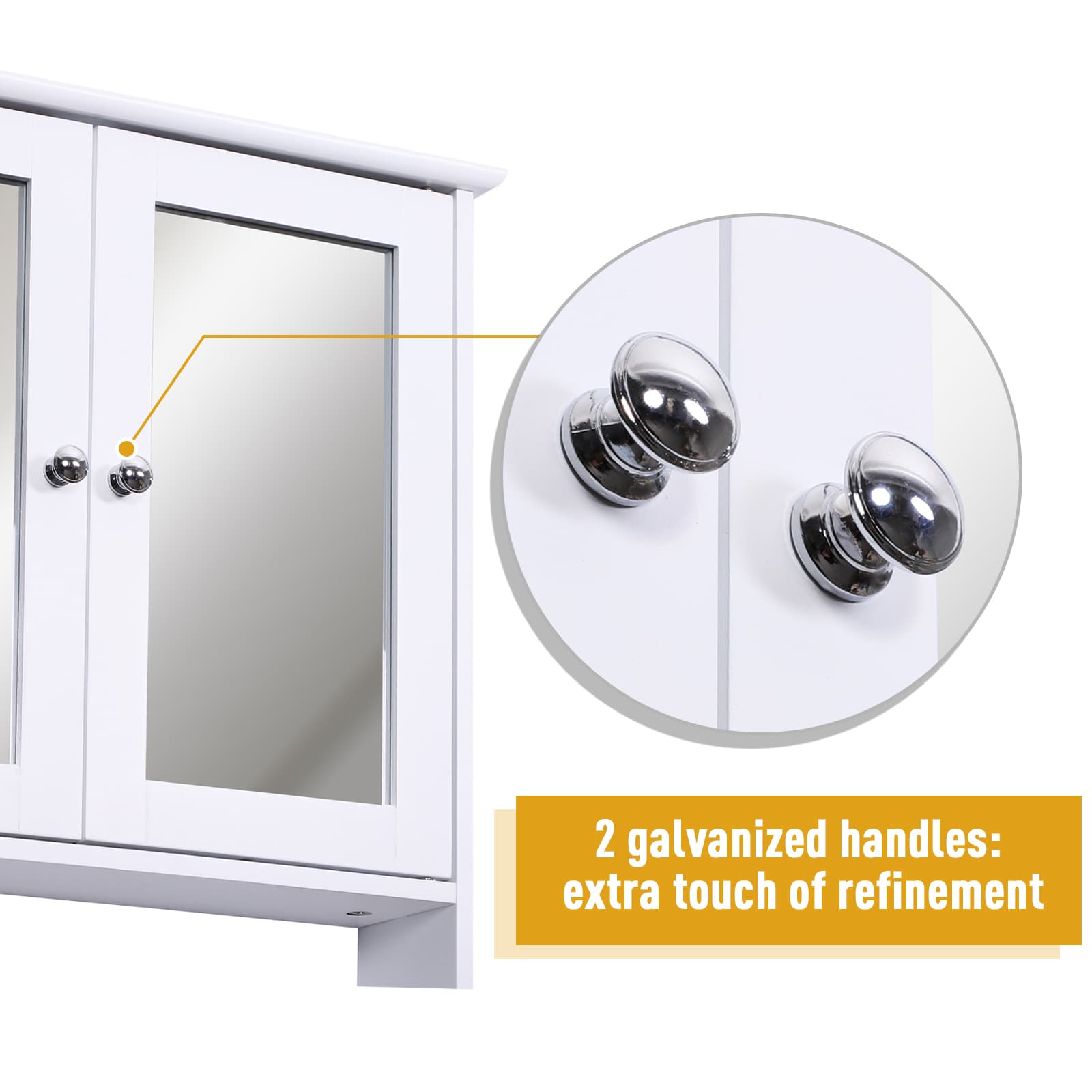 Double Door Bathroom Mirror Cabinet With Open Shelf - image 1