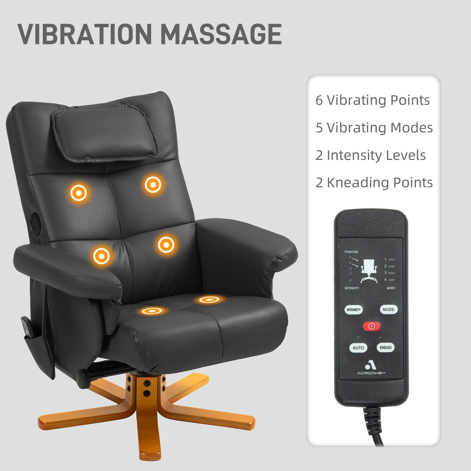 Black massage recliner with matching storage footstool - image 5