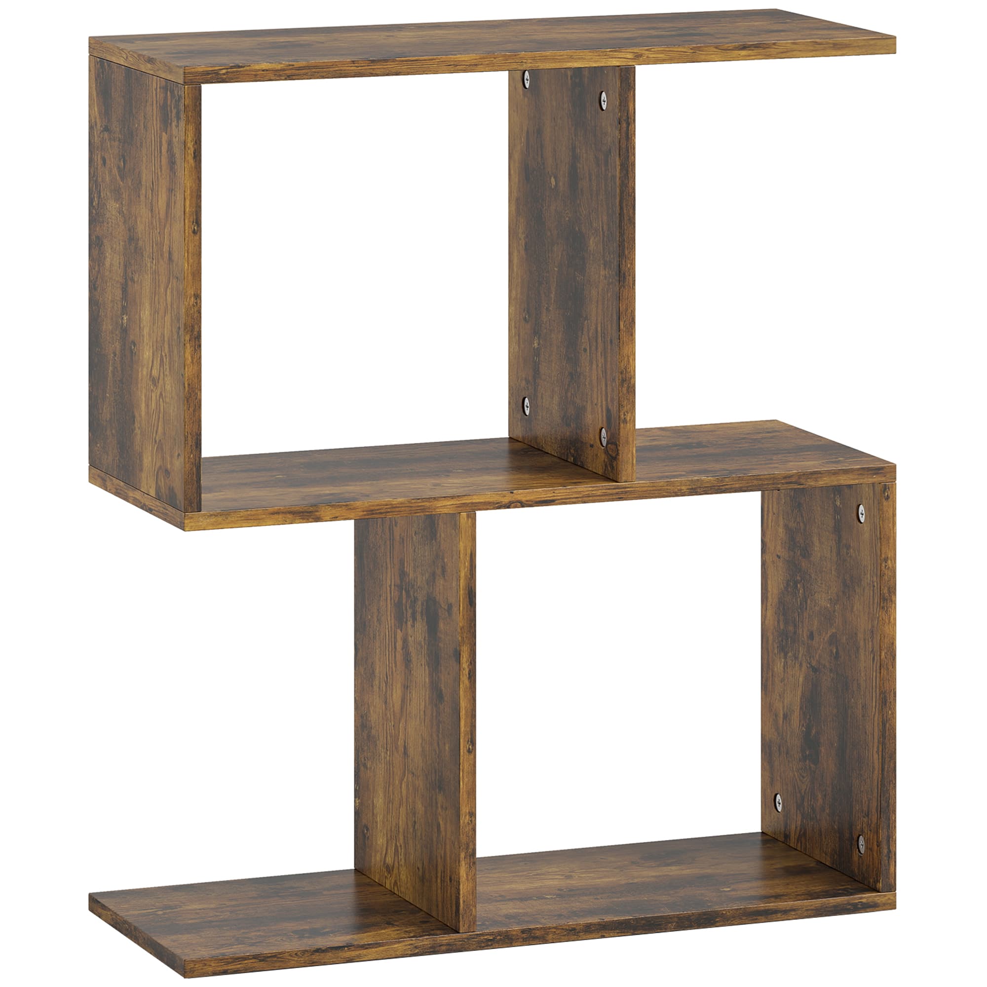 Use Narrow Spaces Better with an S-Shaped Side Table - Rustic Brown