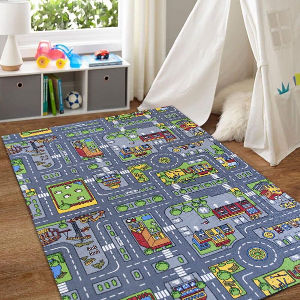 Children's Town Road Map Rug for Toy Cars - image 2