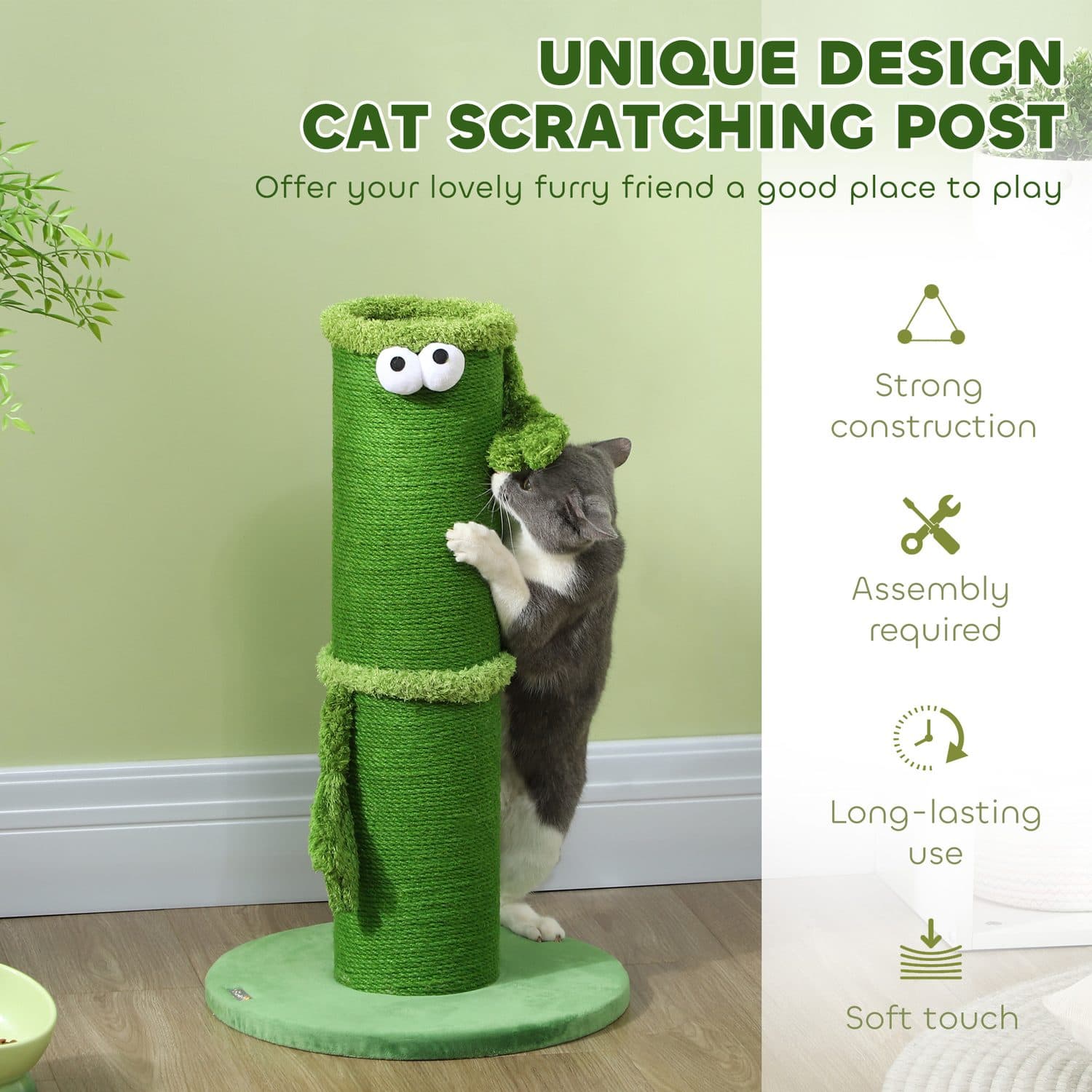PawHut Cat Scratching Post with Sisal Rope and Wide Base - image 3