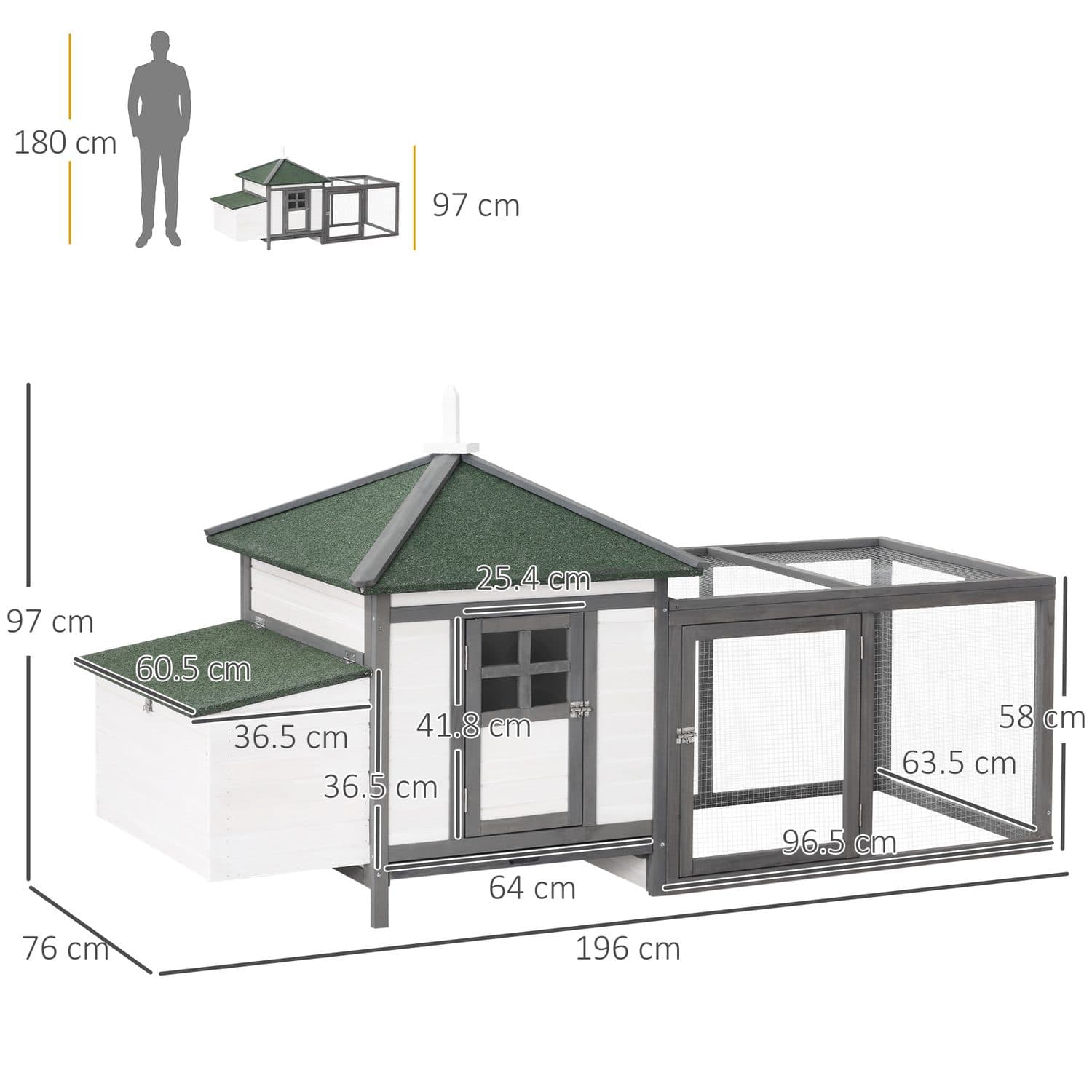 PawHut Chicken Coop with Nesting Box and Outdoor Run - image 4