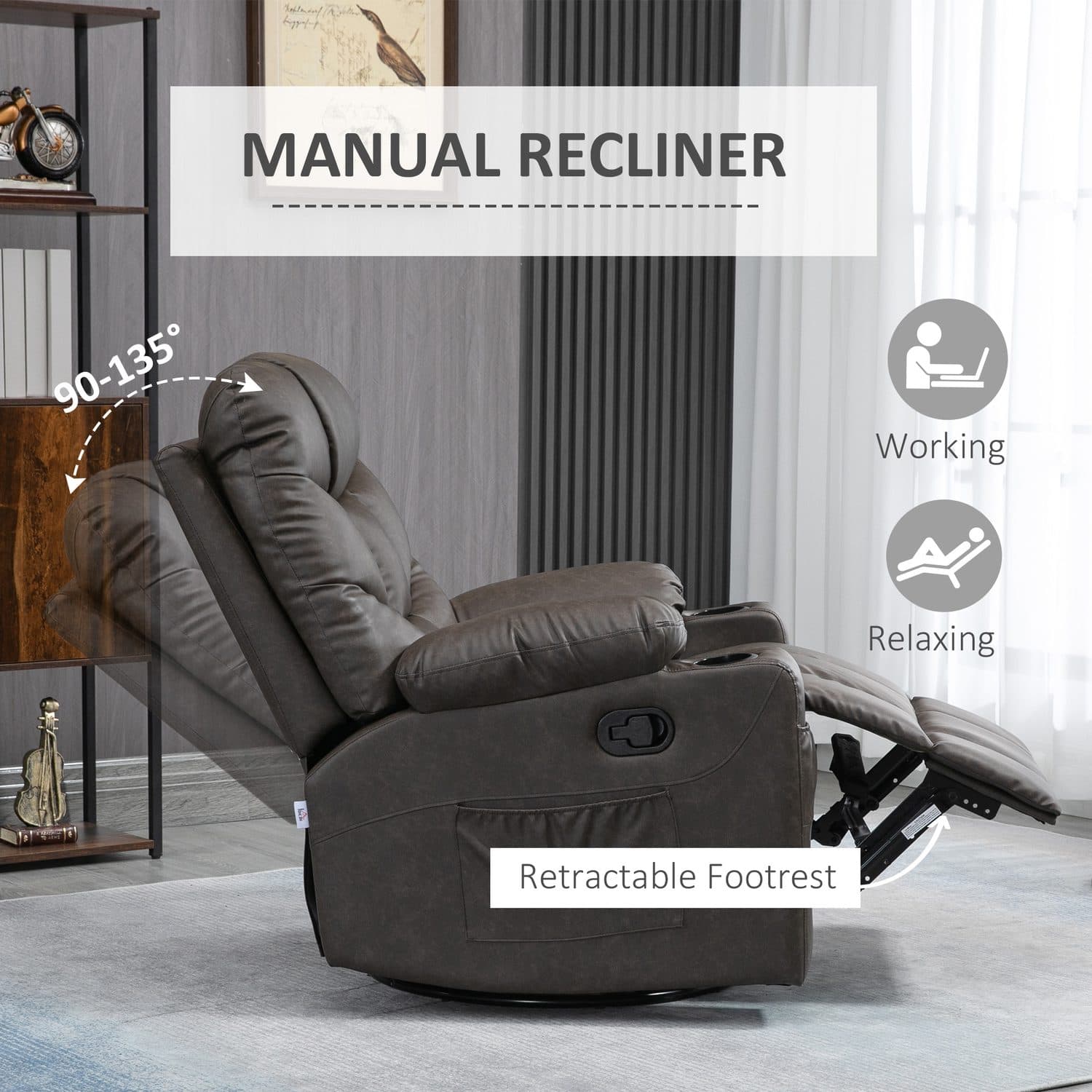 Sink Into Comfort with this Brown Faux Leather Recliner - image 4