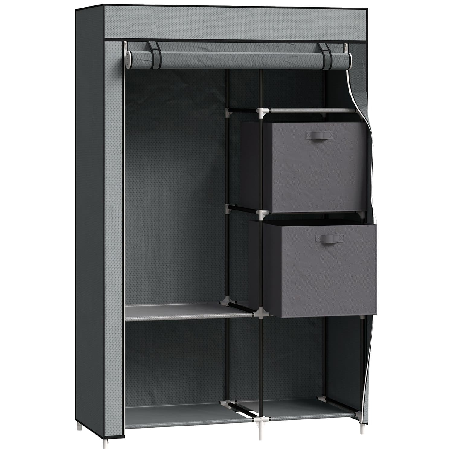 Portable Fabric Wardrobe for Clothes Storage - Dark Grey