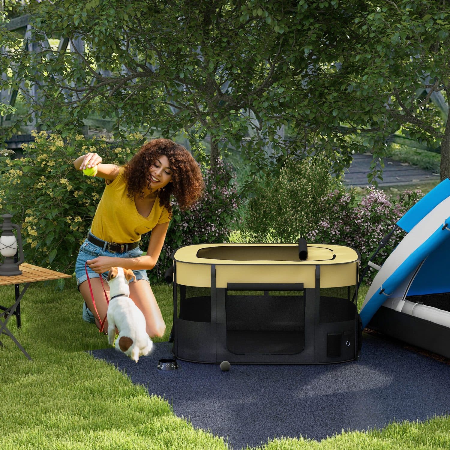 PawHut Foldable Dog Playpen with Ground Stakes - image 2
