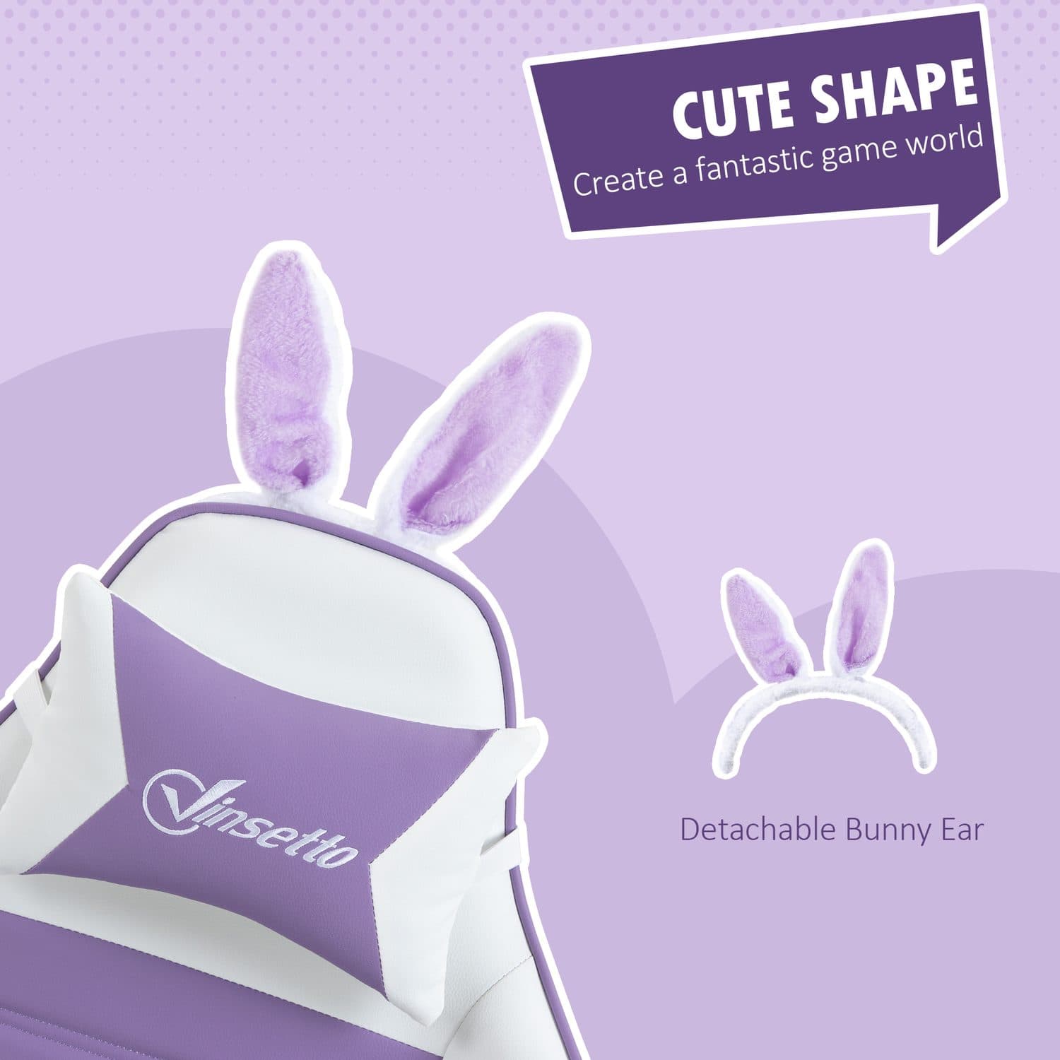 Purple Reclining Bunny Gaming Chair - image 3