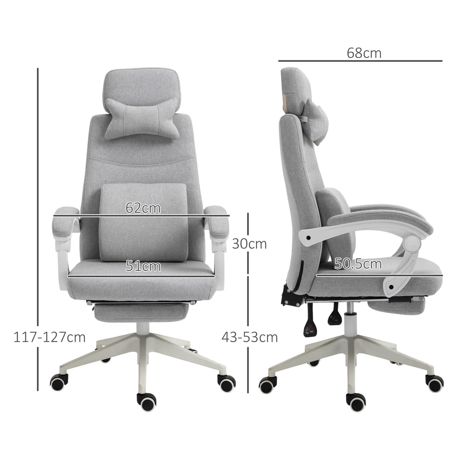 Ergonomic Grey Office Chair with 160° Recline & Footrest - image 2