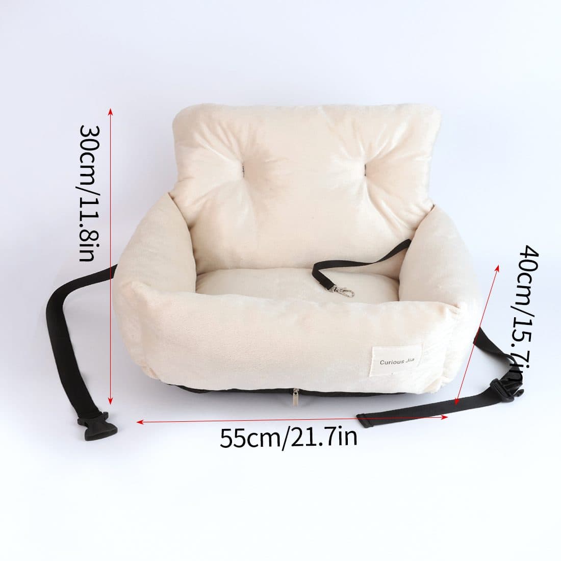Plush Travel Dog Bed with Built-In Safety Harness