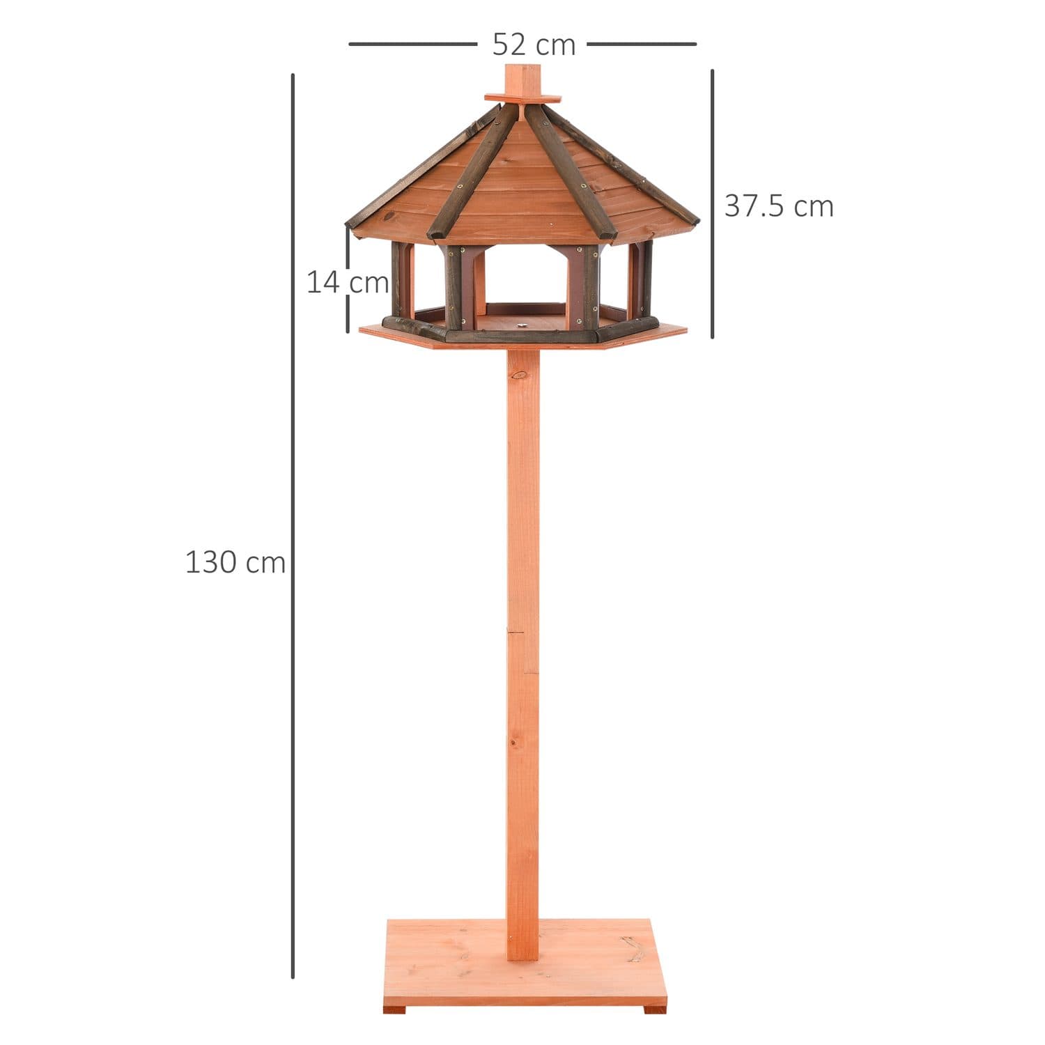 PawHut 130cm Wooden Bird Table with Roof - image 2