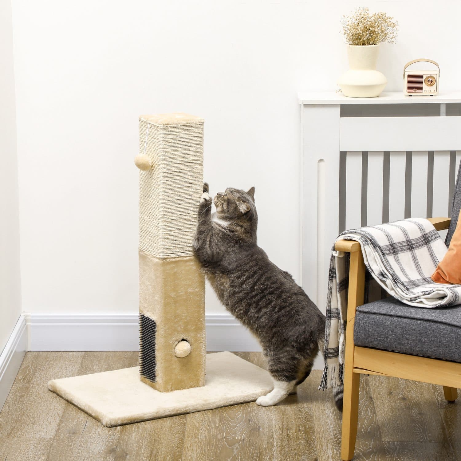 Beige Jute Cat Scratching Post for Daily Play - image 2