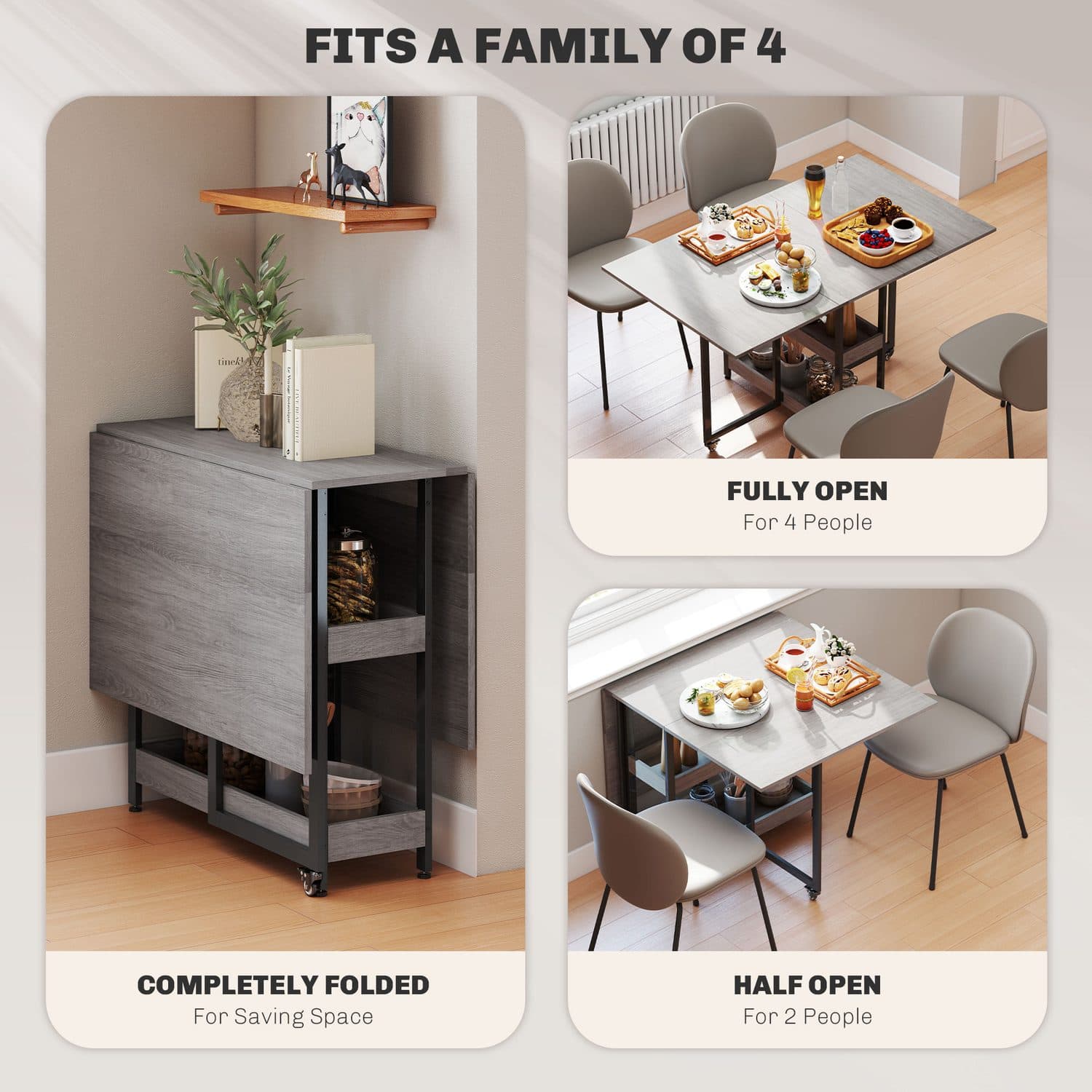 Grey Drop Leaf Table - image 2